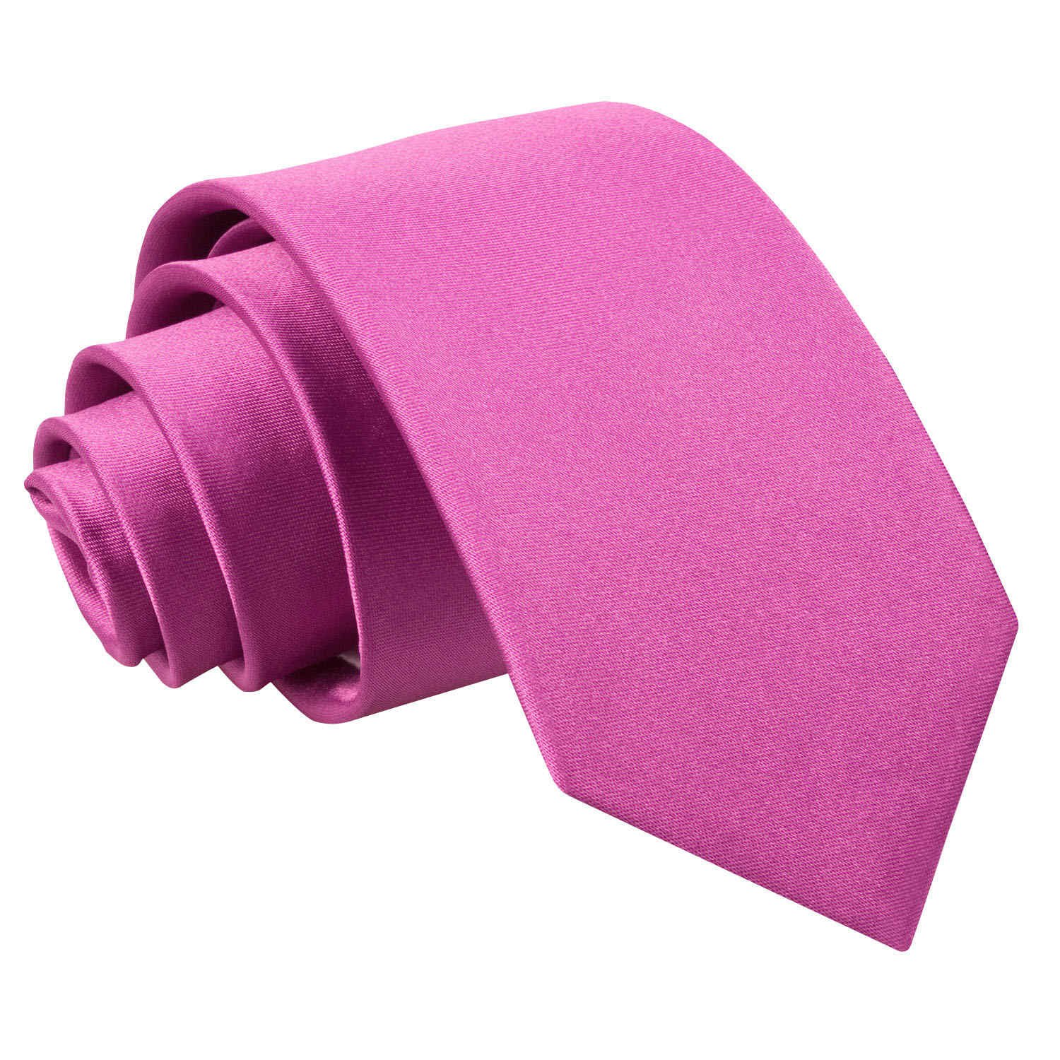 DQT Mens Plain Satin Tie – Wedding, Business & Formal Necktie - Mulberry Slim 7cm