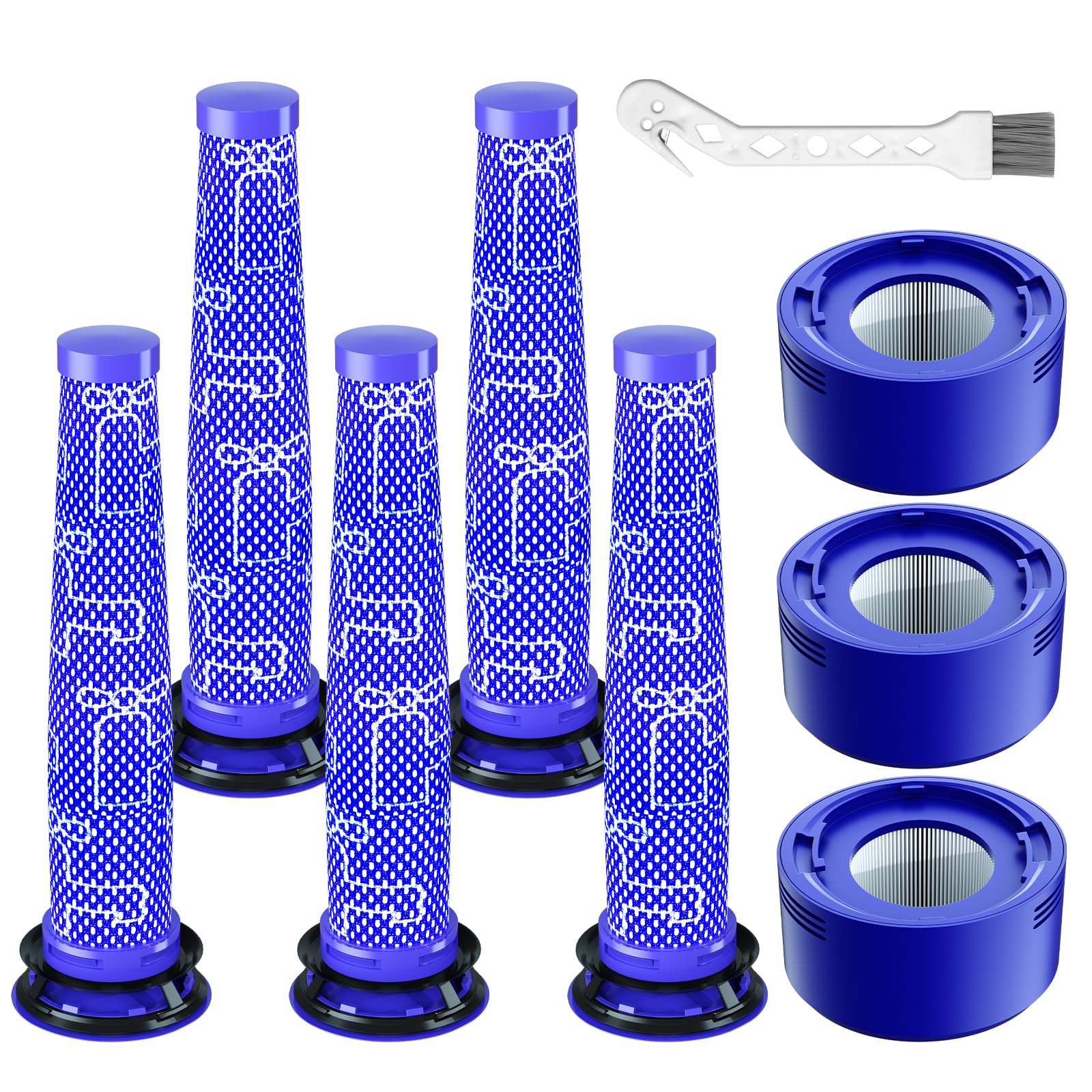 Vacuum Filter Replacement Parts Compatible with Dyson V7/V8 Animal, V8 Absolute & SV10 Cordless Vacuum Cleaners, Replaces Part # 965661-01 & 967478-01