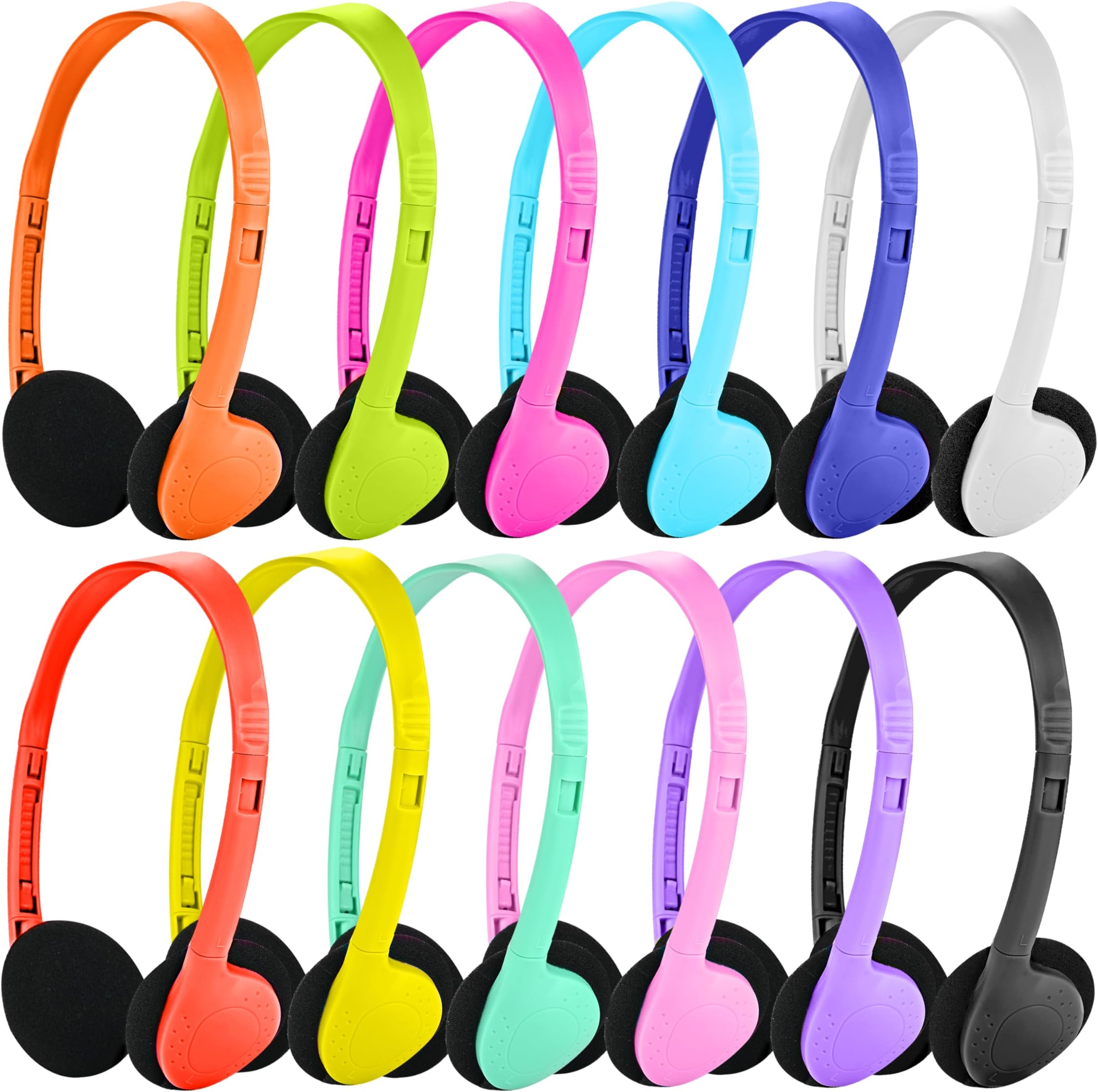 Bulk Headphone Earphones 45 Pack Multi Colored For School Headphones With 3.5 Mm Headphone Plug For School Classroom Library Students Kids Children Teen And Adults, 9 Colors