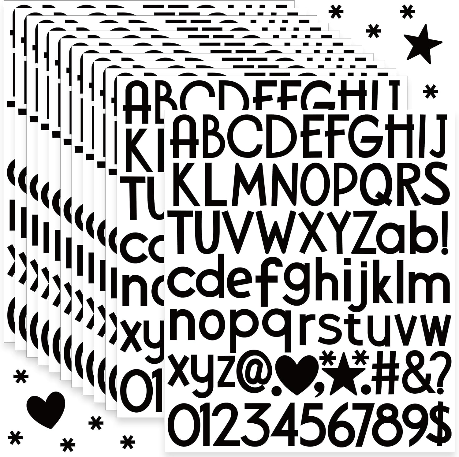 900Pcs 12Sheet Letter Stickers Small Alphabet Sticker Mailbox Number,Black