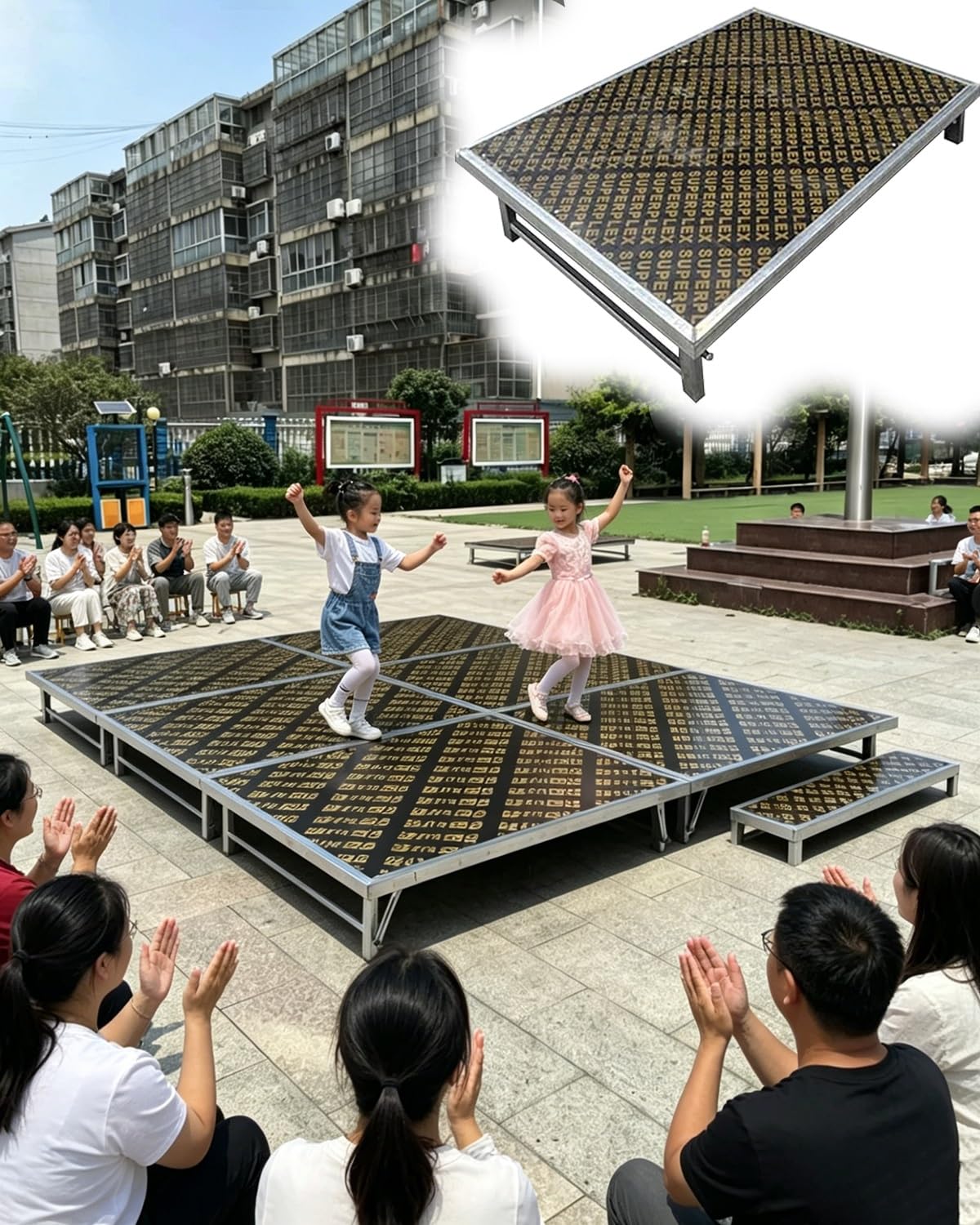 Elitix Portable Stage System for Outdoor, Indoor Stage Platform with Foldable Leg, Modular Performances Deck for Dancers Band, Drum Riser(H 30cm (11 3/4in))