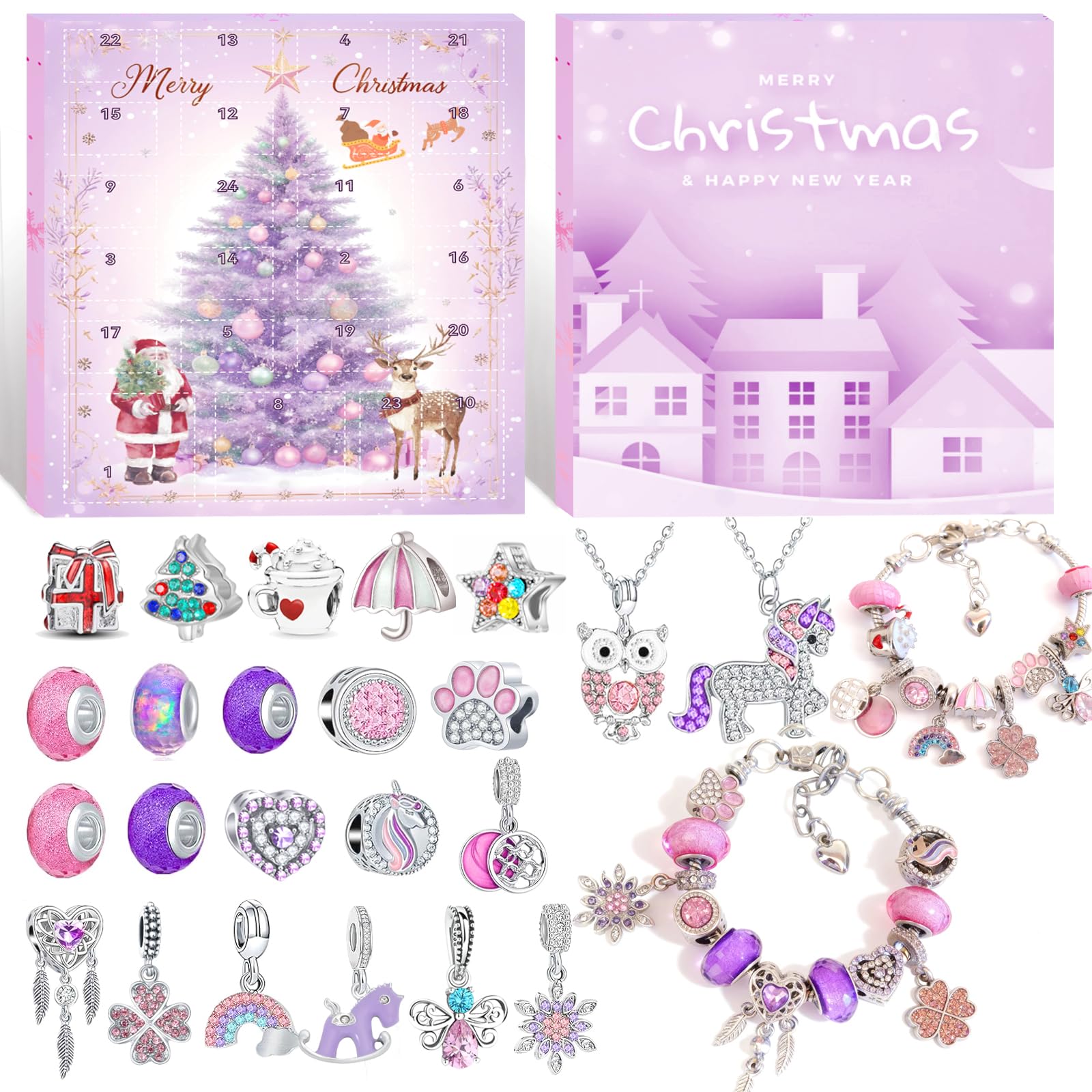 Calendrier De L'Avent Bijoux 2025 - 24 Boîtes Surprises - Bracelets & Colliers à Personnaliser - Cadeau Fille Femme