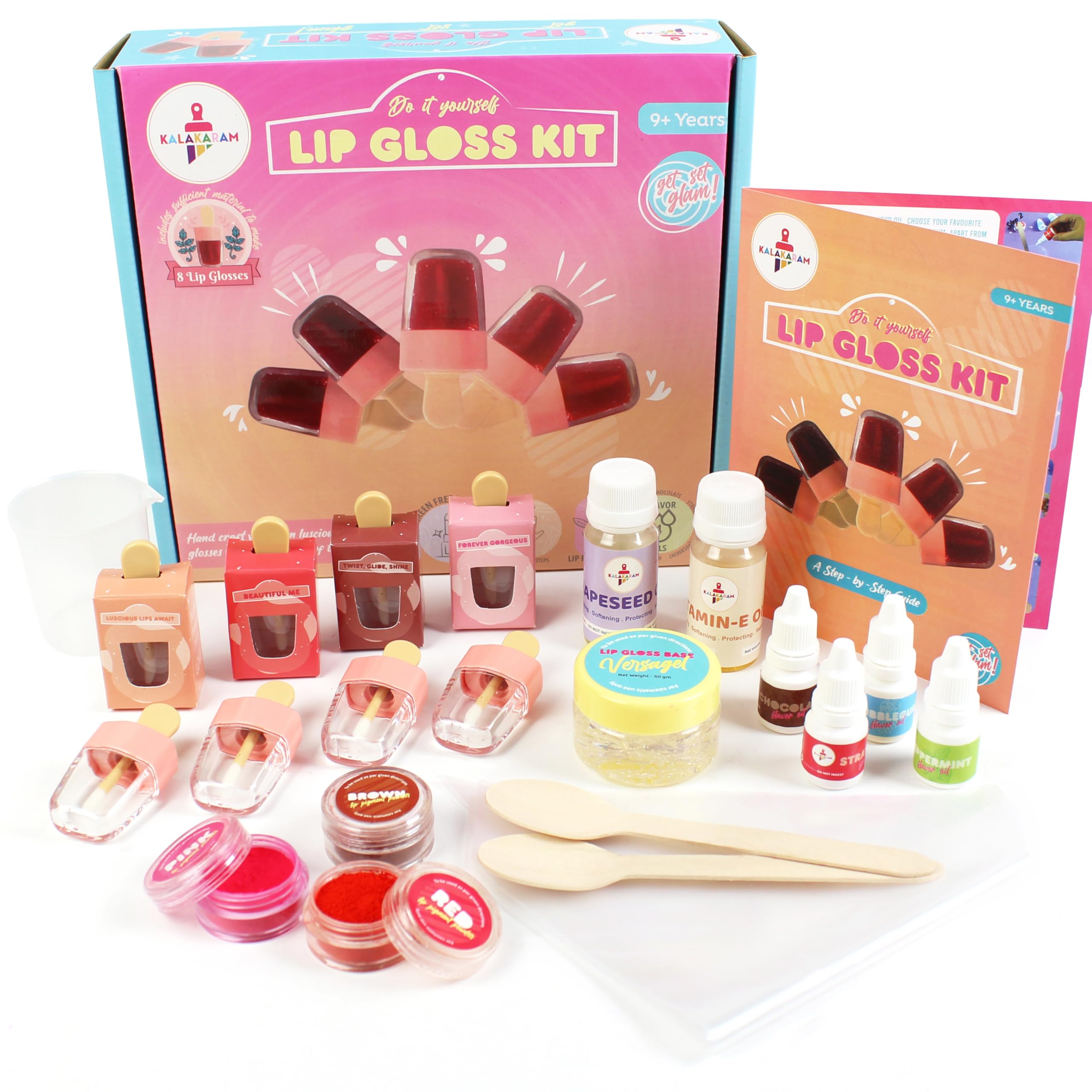 Kalakaram Lip Gloss DIY Kit - Make 8 Lip Gloss with nourishing Vitamin E Oil, Grape Seed Oil, and multiple Flavour Oils, Customisable Colour Pigments, Fun and engaging activity kit for kids age 9, 10, 11, 12, 13 (B0D9DH2RGC) Amazon Price History, Amazon Price Tracker