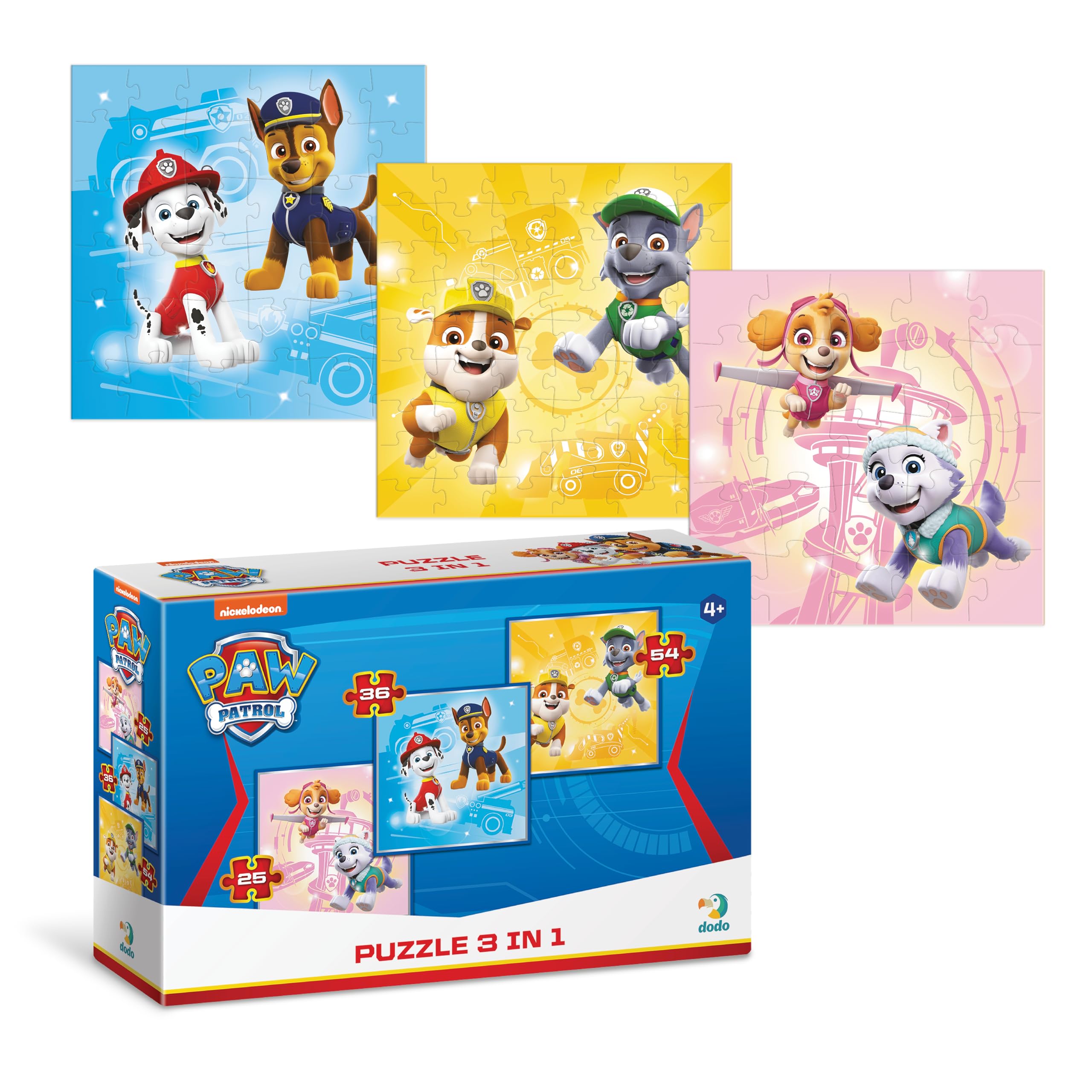 Puzzle 3-1 Pat' Patrouille (25, 36 et 54 Pièces) pour Plus de 4 Ans