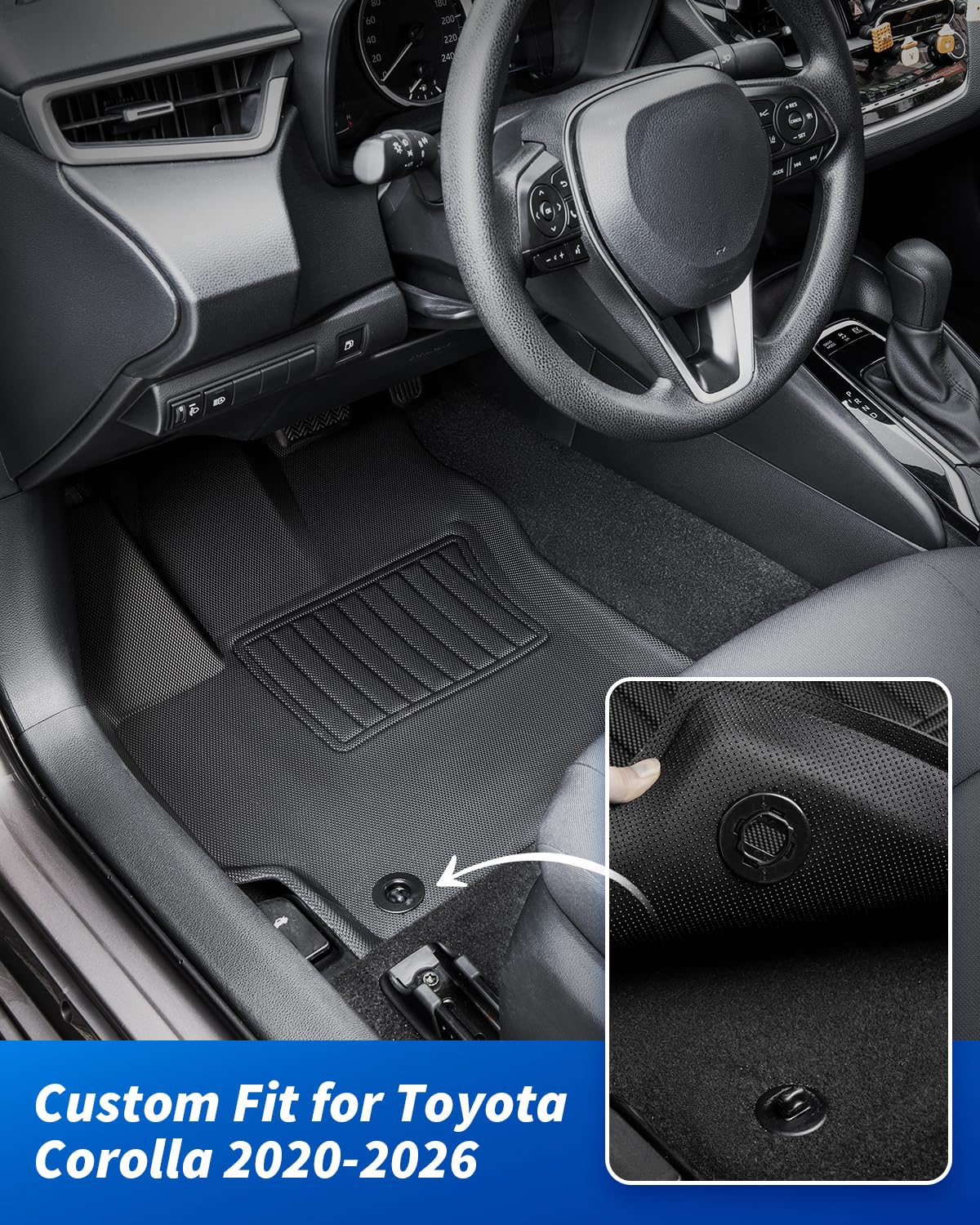 All Weather TPE Floor Mats 2 Row Liner Fit For 20-24 Toyota Corolla