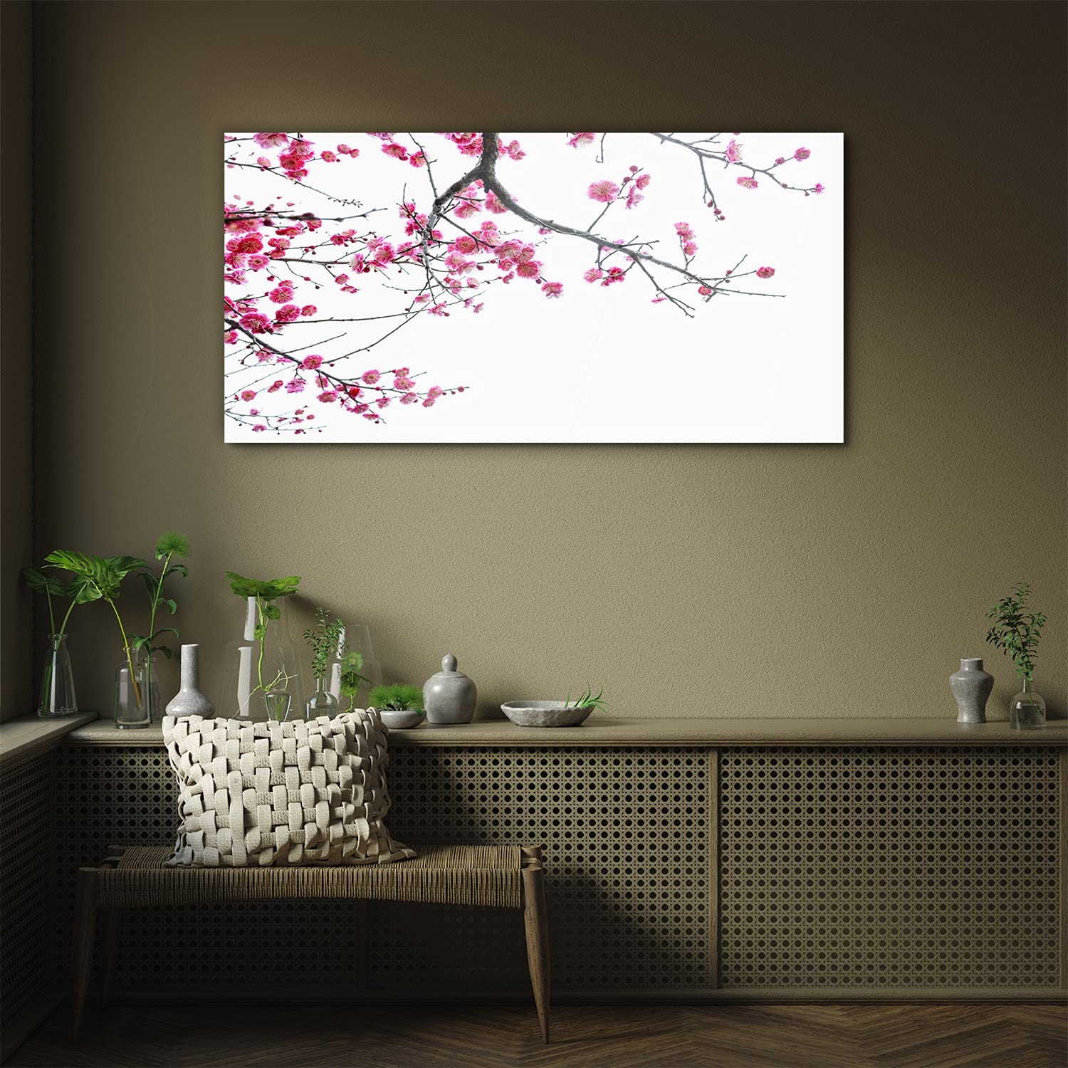 Coloray Pintura Vidrio Acrílico Mural 100x50cm Acryl Cocina Sala De Estar Cuadro De Pared De Arte De Vidrio - Ramas De Árboles De Flores