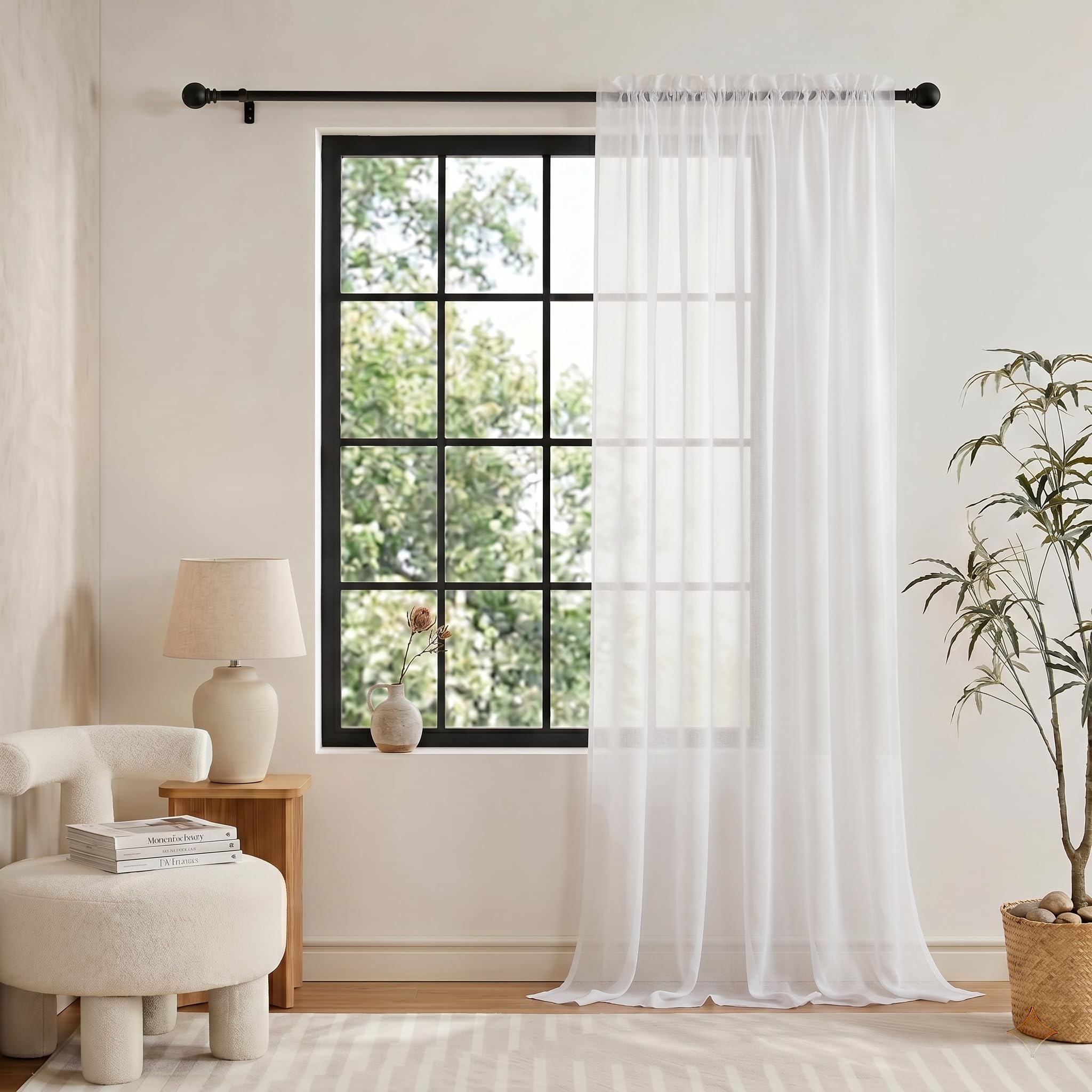 PONY DANCE White Net Curtains for Windows 90 Drop - Slot Top Voile Curtains, Privacy Semi Sheer Panel for Bedroom Nursery, 54x90 Inches (137x229cm), 1 Panel โ image 1