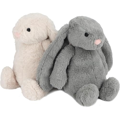 Best Pet Supplies Interactive Squeaky Dog Chew Toy, Ideal Dog Toys for Chewers, Small, Medium & Large Dogs, and Fetch Lovers - Bunny (Beige, Gray), Large