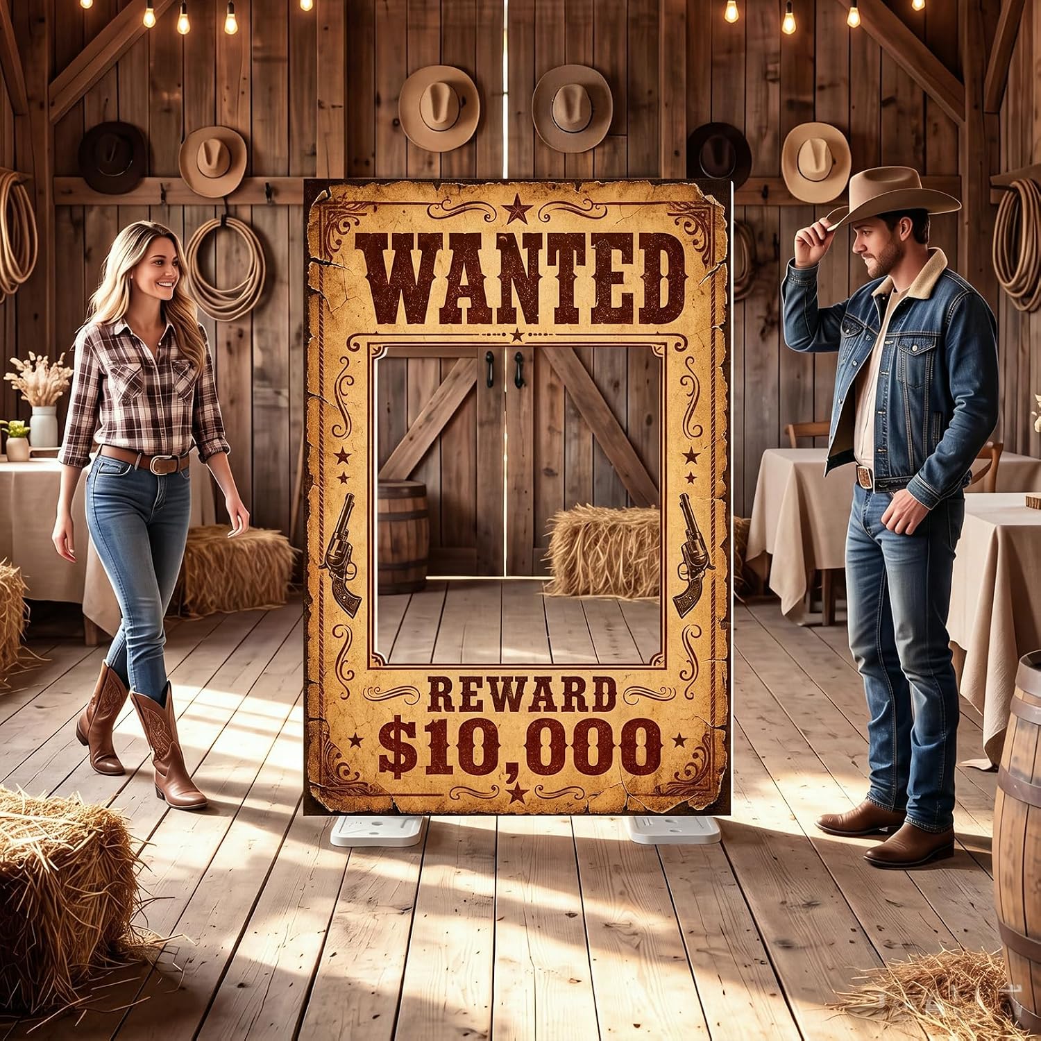 Capoda 4.9ft Western Wanted Poster Cardboard Cutout Cowboy Photo Prop
