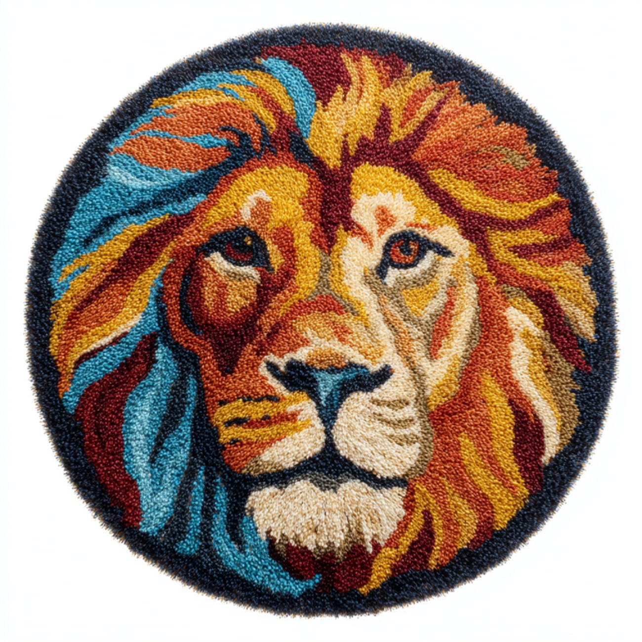 Kitquiver Animal Latch Hook Kits for Adultscolorful Lion DIY Rug Making Craft Kits with Yarn & Canvas and Crochet Needle Embroidery Decoration 80x80cm