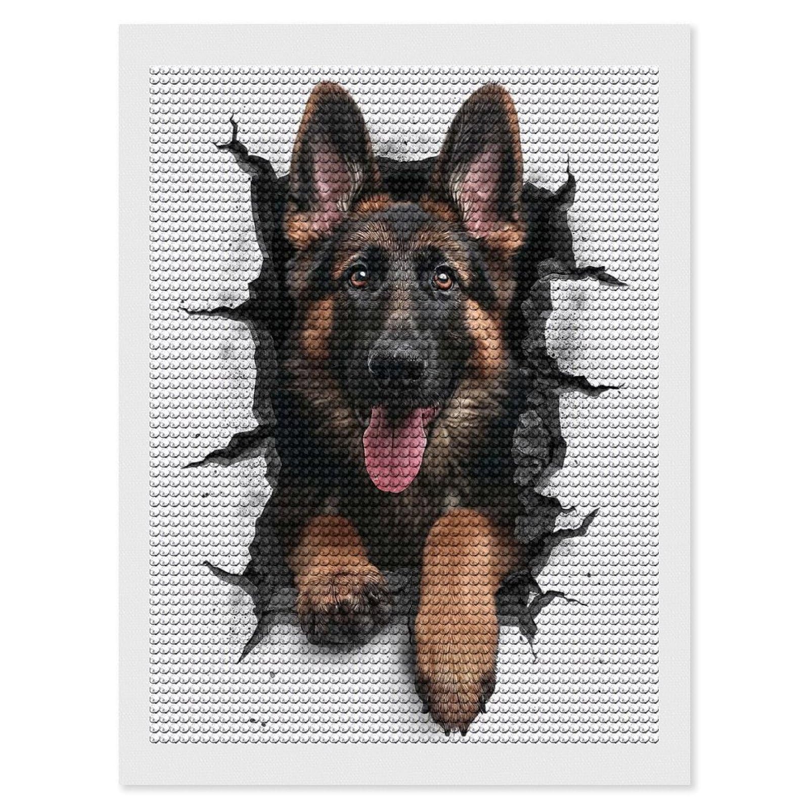 Junmoney German Shepherd Dog DIY Diamond Art Canvas Kit 12"x16", for Adults, Decorate Your Room, Gift Idea, Modern Decor, Finish and Display
