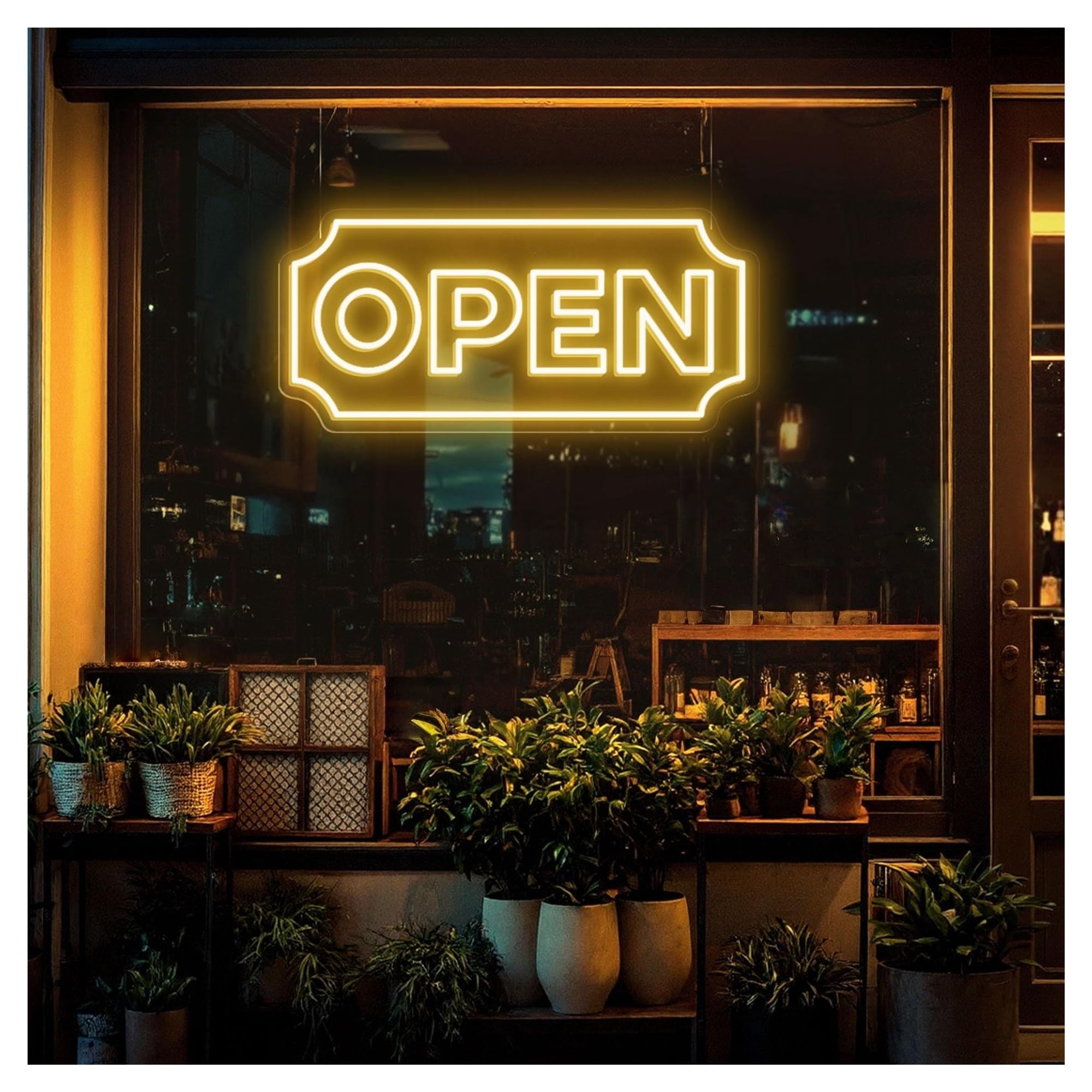 RONGCH Hanging Art Neon Signs Open Neon Sign, Suitable for Store Window Decor with Brightness Adjustable 20cmx42cm(A)