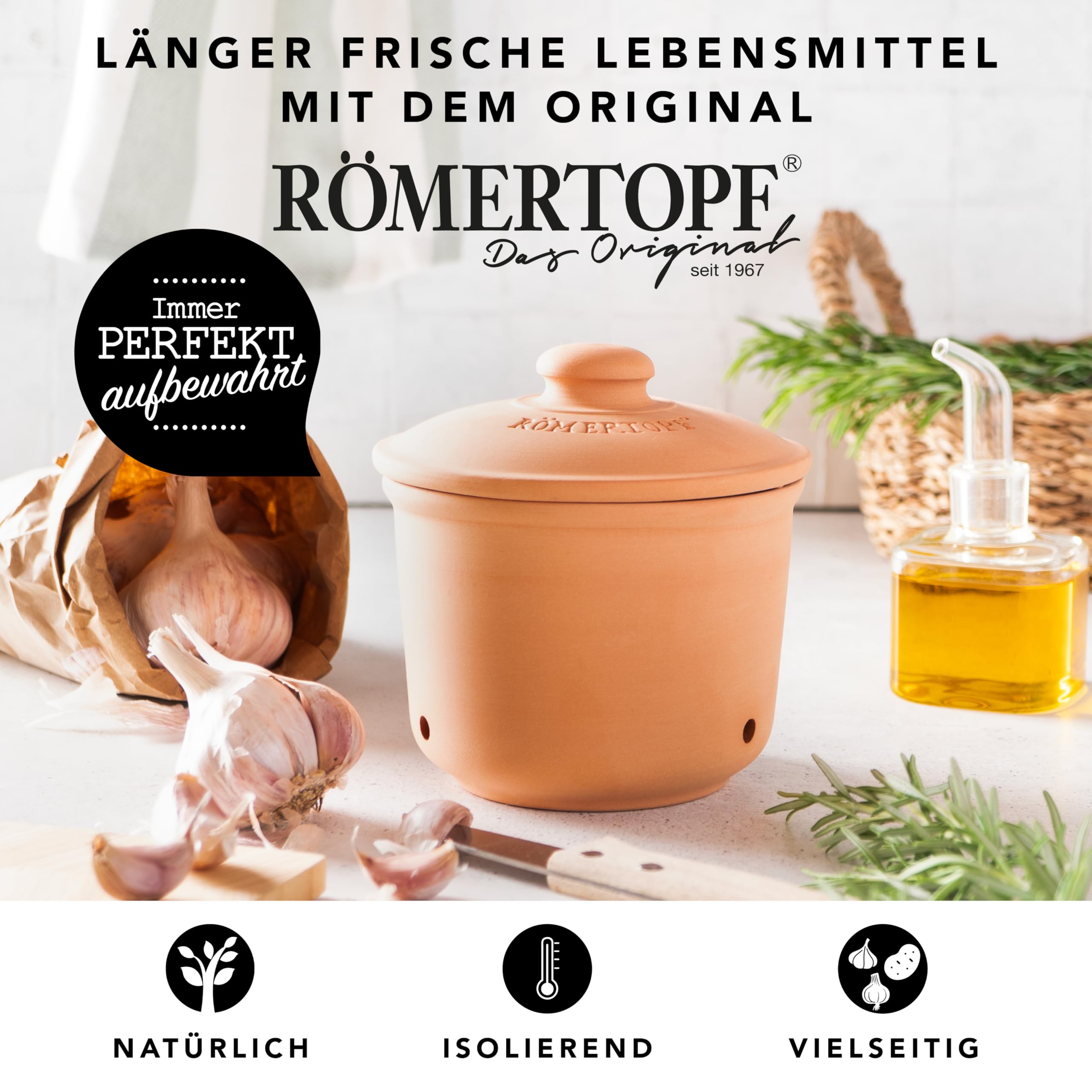 Römertopf garnek do czosnku z naturalnej ceramiki Ø 12,5 cm terakota