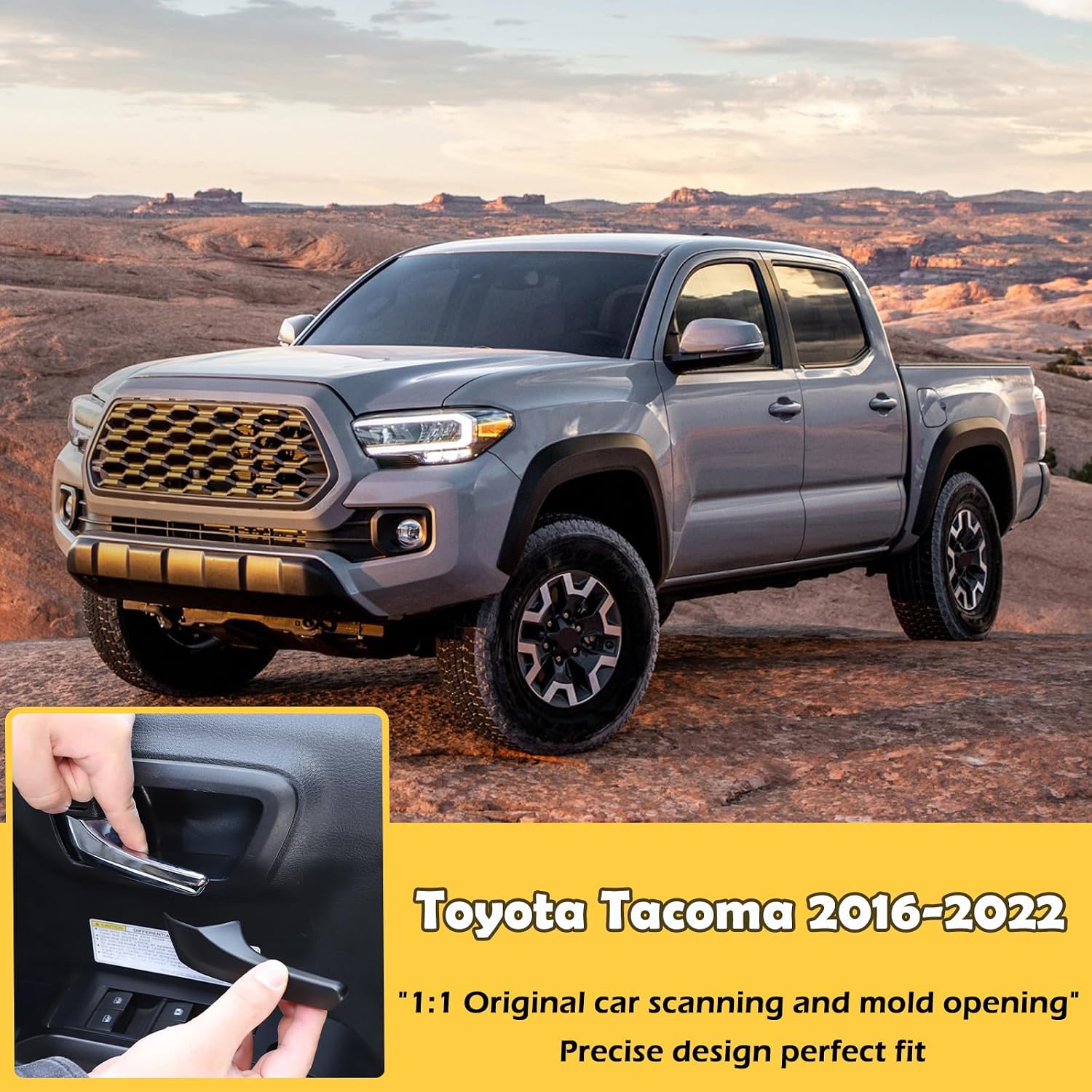 CHEAYAR Car Inner Door Handles Cover Trim Compatible with Toyota Tacoma 2016-2022, Auto Inner Door Handles Cover Interior Door Handles Protector Trim Decorate Covers Accessories (Matte Black)