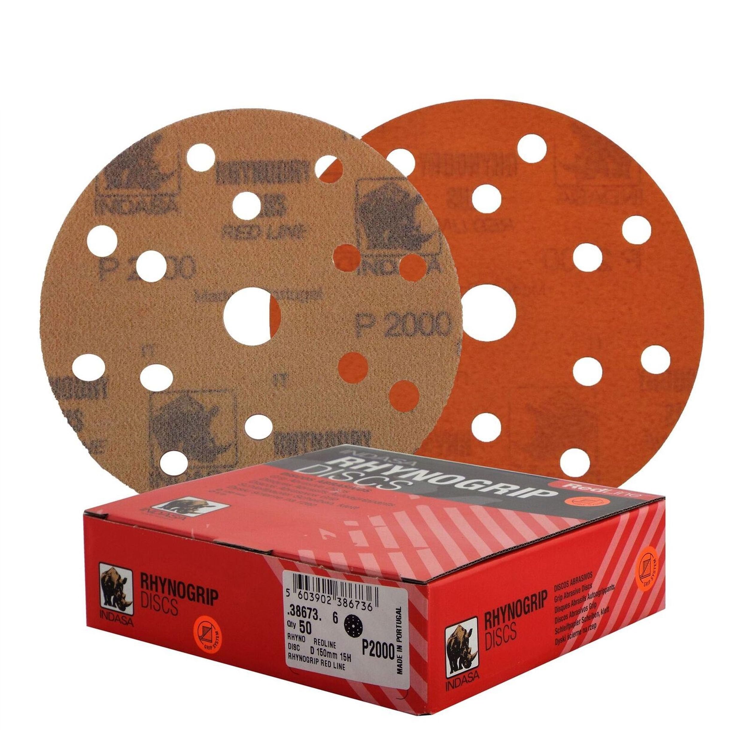 Redline 6" 150mm Sanding Discs Grit:P2000 Quantity:50 15 Hole Dry Application Only Suitable for Heavy Duty Sanding/Sanding Preparation/Fine Sanding/Sanding for Blending/Micro-Finishing