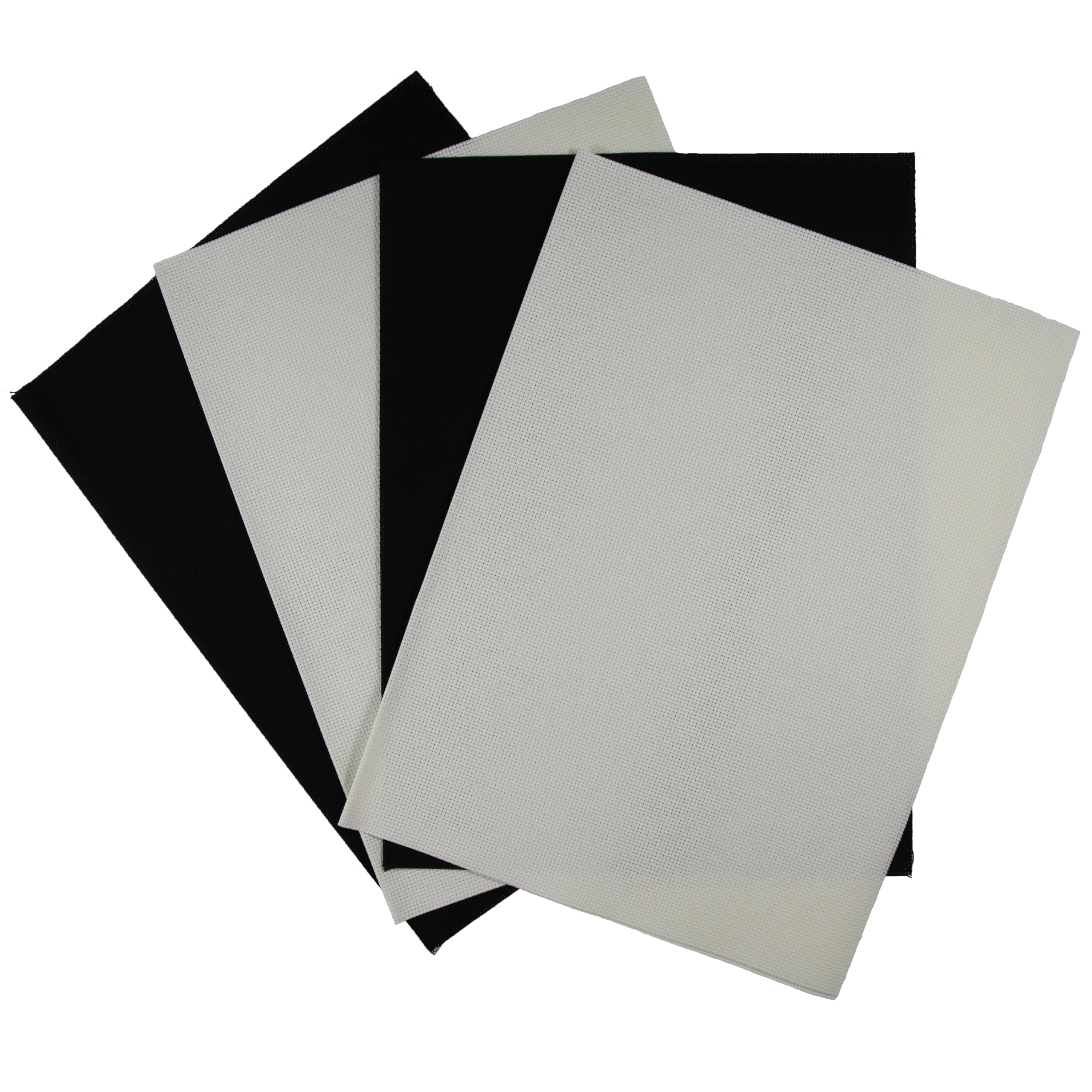 KCS 4/6 pc of 12" x 18" (30cmx45cm) 16CT Counted Cotton Aida Cloth Cross Stitch Fabric (4 pc, Antique White+Black) — image 1