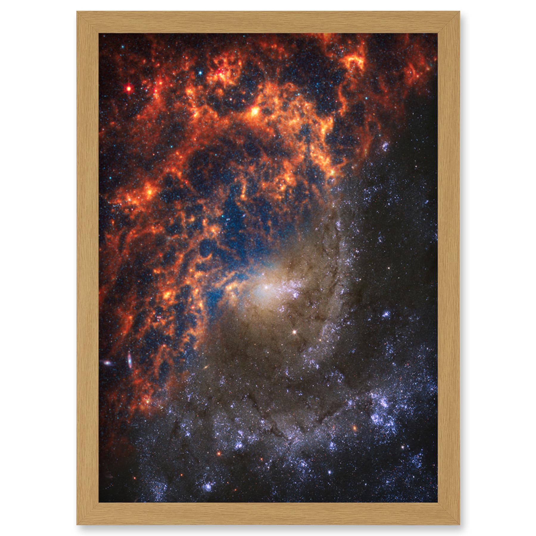 Artery8 Framed Print - NASA Hubble James Webb Telescope Spiral Galaxy NGC 2835 - A4 - Light Oak