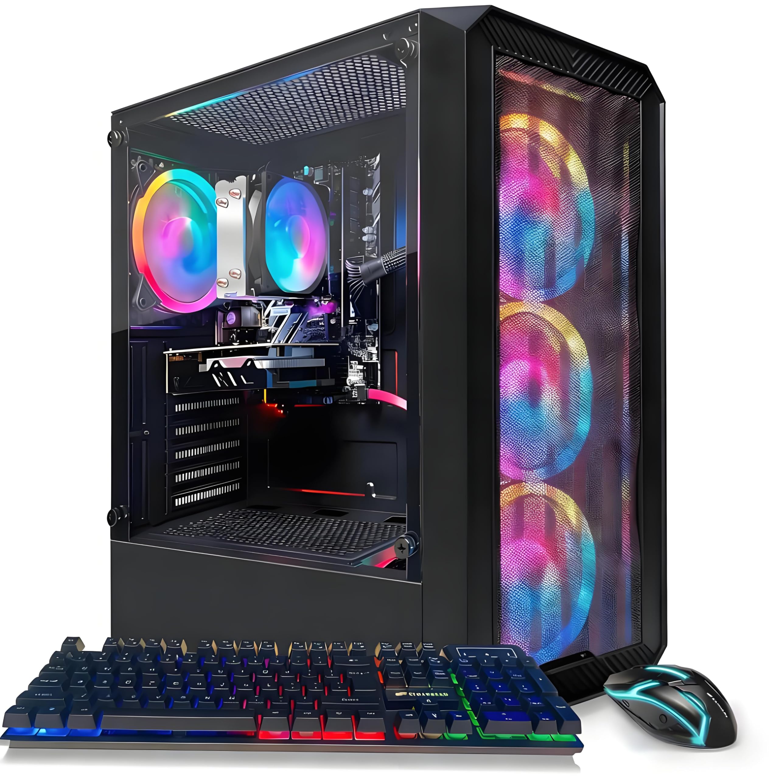 STGAubron Gaming PC Desktop, Radeon RX 590 8G GDDR5, AMD Ryzen 3 3200G 3.6G, 16G DDR4, 512G SSD, 600M WiFi, BT 5.0, RGB Fan x4, Windows 11 Home