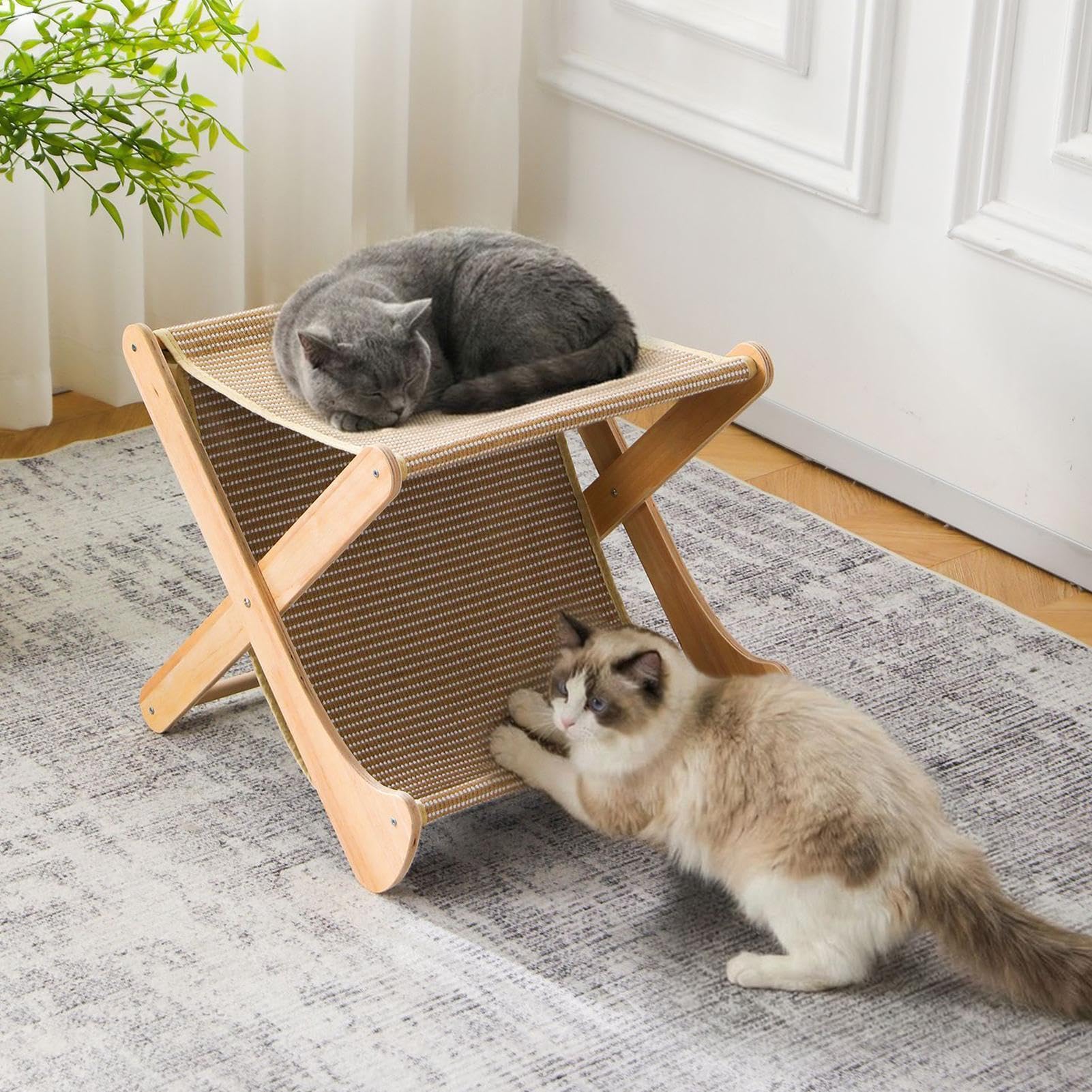 Sofá rascador de gatos Sofá interactivo multiusos de 2 capas | Juguete rascador para gatos Juego en casa, adiestramiento, ejercicio físico, antiaburrimiento, estimulación mental, familia