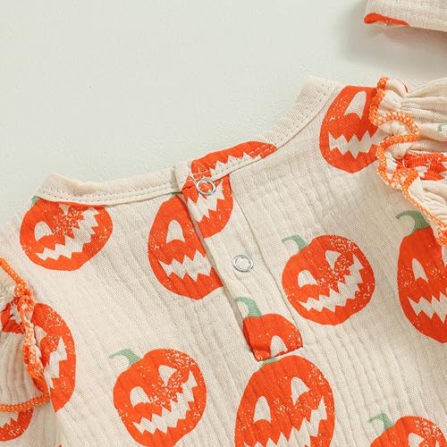 Miniatura 4 de GOOCHEER Mameluco de manga larga para bebé, niño, niña, Halloween, traje de calabaza