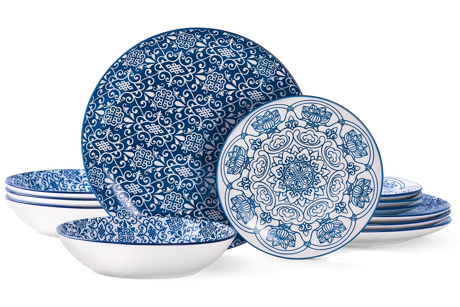 Bestone Porcelain 12-Piece Dinnerware Set
