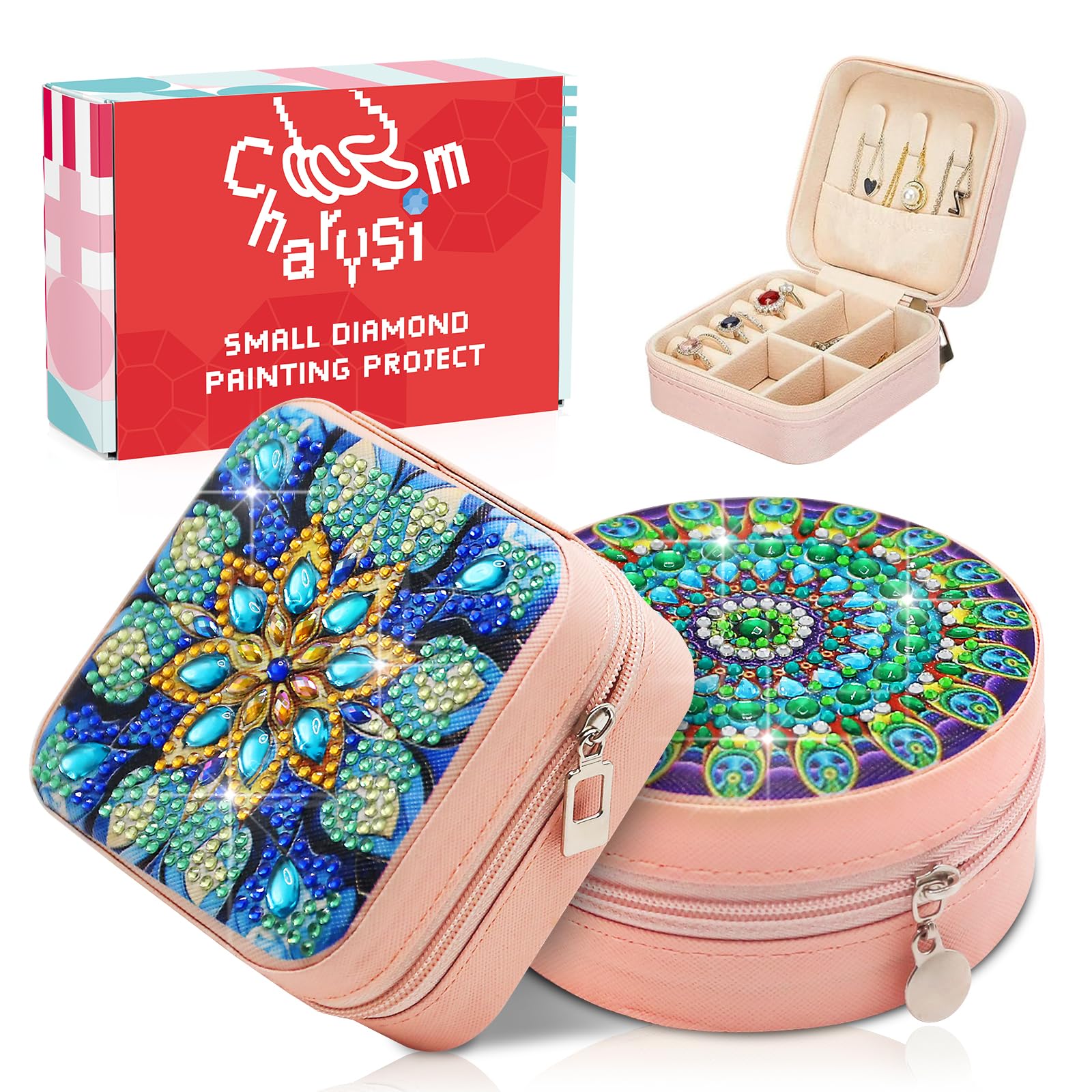 CharySim Diamond Painting Schmuckkästchen Basteln Erwachsene Geschenkegeburtstag Kreativset Bastelset Erwachsene Basteln Muttertag DIY Geschenke Diamond Painting Kleine Geschenke Set für Mama Frauen