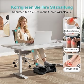 PEGZONE Under Desk Foot Rest with Massage Texture and Roller, 2 Heights