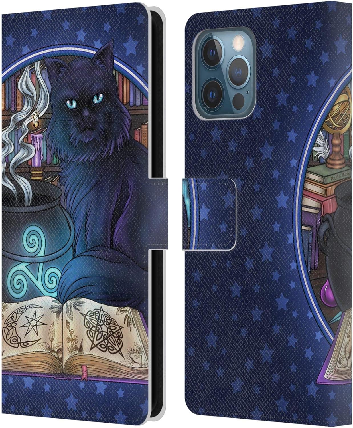 Head Case Designs Officially Licensed Brigid Ashwood Tea Time Cats Damask Cats Leather Wallet Case Compatible with Apple iPhone 12 Pro Max