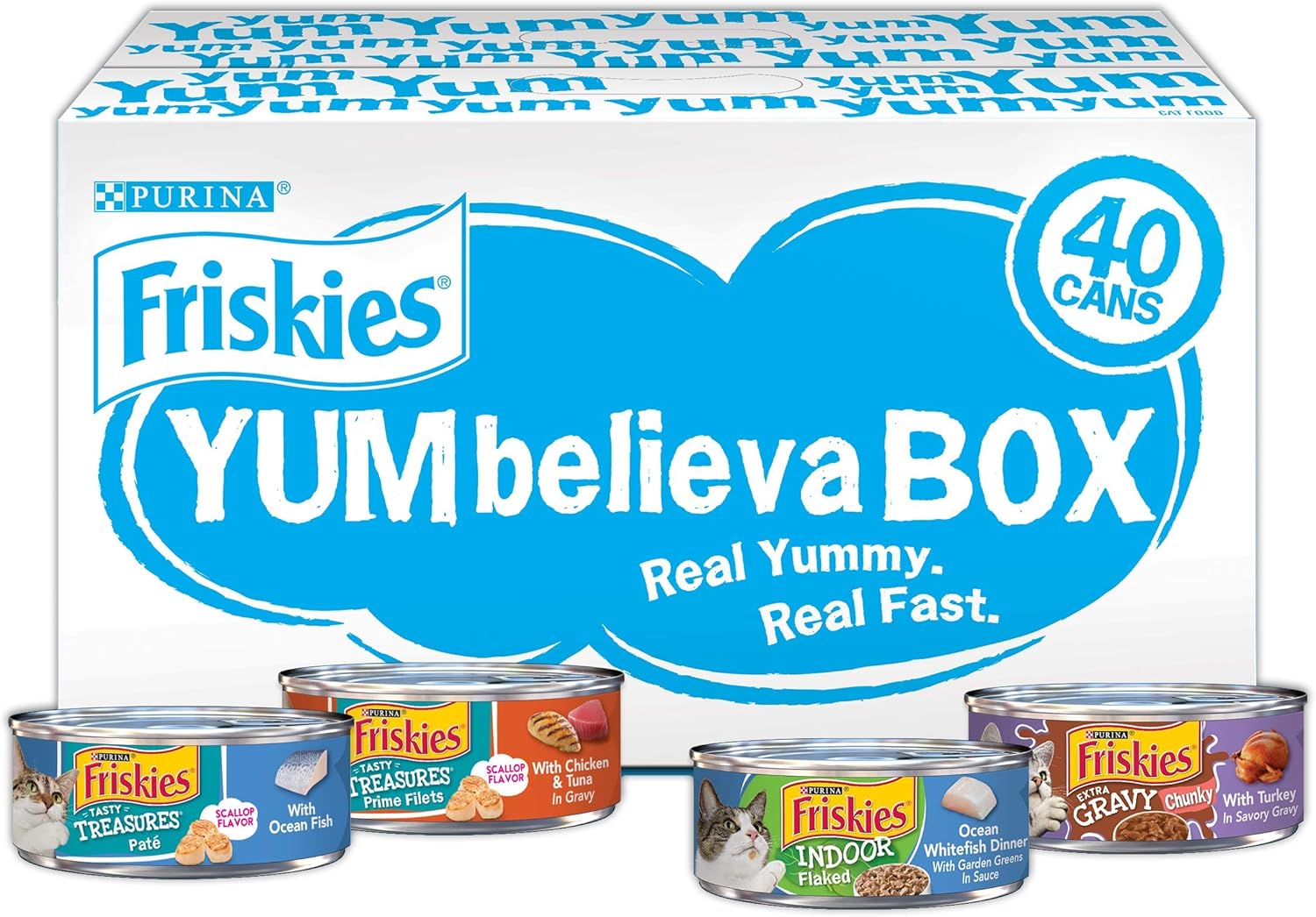 Purina Friskies Wet Cat Food Variety Pack, YUMbelievaBOX YUM-Sational Treasures - (40) 5.5 Oz. Pull-Top Cans
