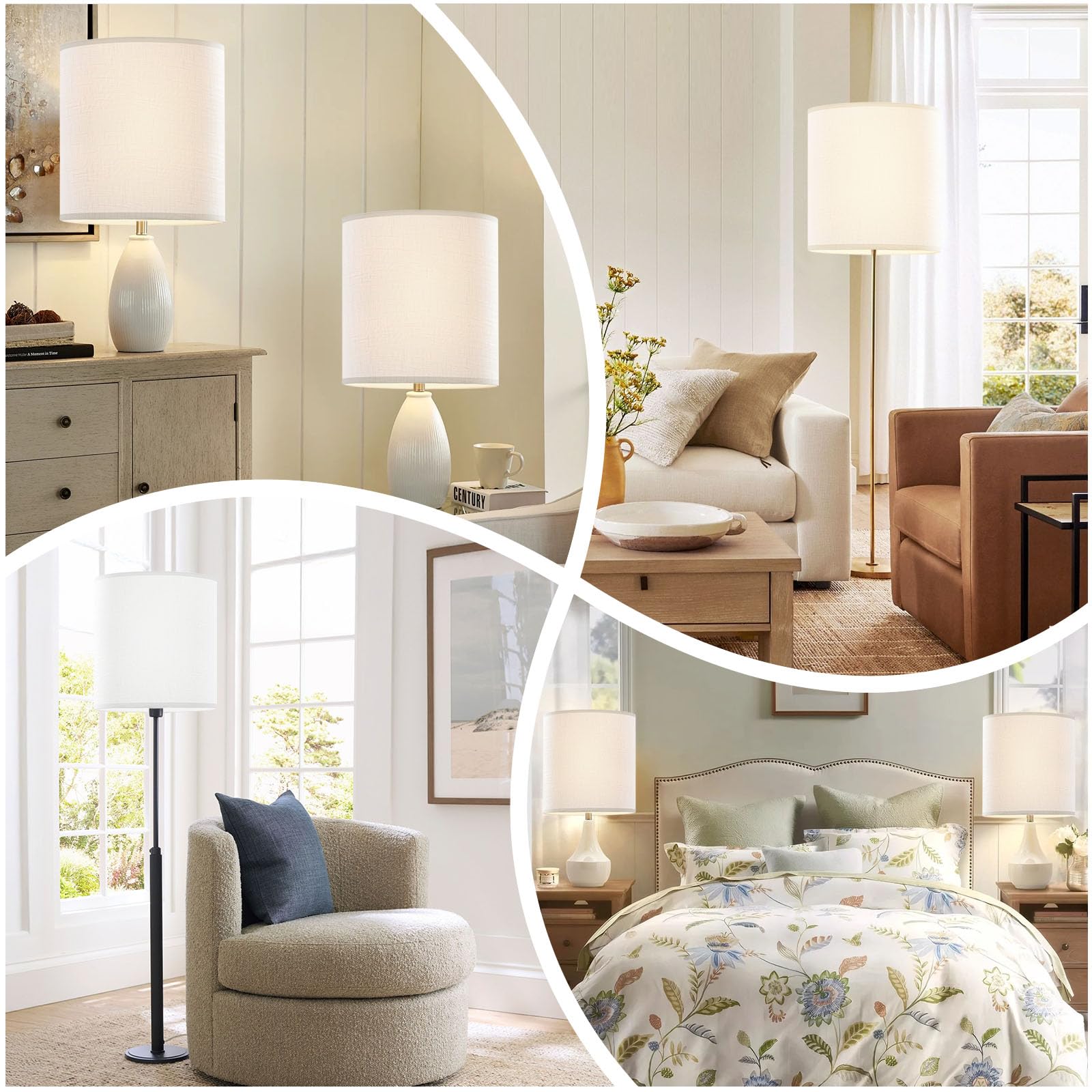 White Tall Drum Lamp Shades (Set Of 2) – 11x11x12 Inch Thickened Linen, Spider Fitter With Harp Holders, Easy Assembly