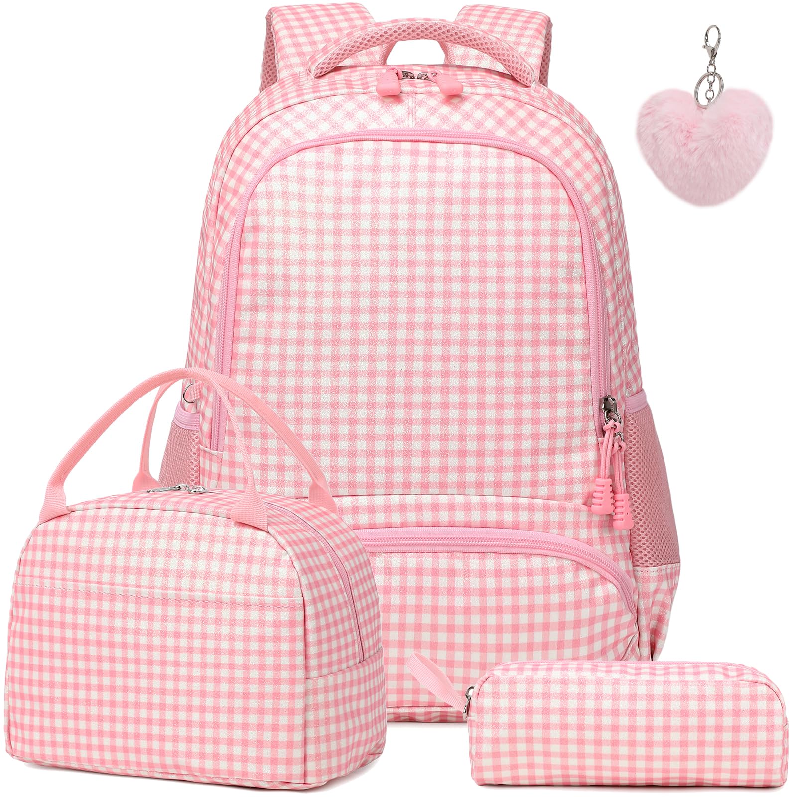 Kimwadalh Mochilas Primaria Niñas Purpurina Mochila Escolare Niña para la Escuela 1-3 Grado Girls Backpack 3 en 1 Juegos de Bolsas Escolares Primarias