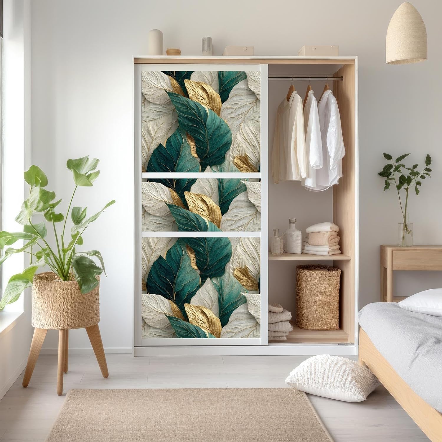 Abstract Leaf Peel and Stick Wallpaper, Modern Minimal Wallpaper for Home Decor | Self-Adhesive, Waterproof Vinyl, 17.7" x 118"