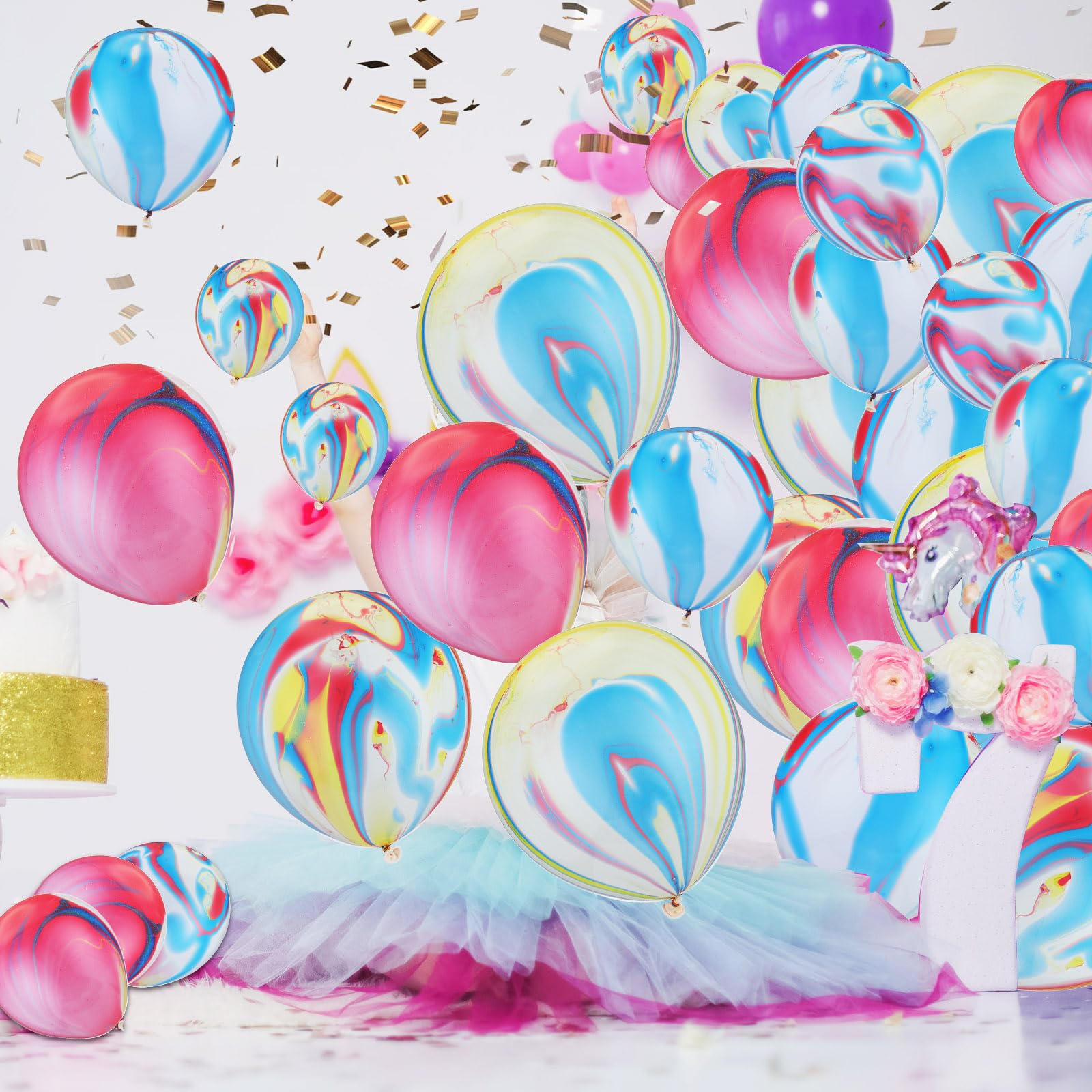Amscan Marble Latex Balloons - 12" Multicolored Rainbow Pack Of 15, Party Decorations - View #9