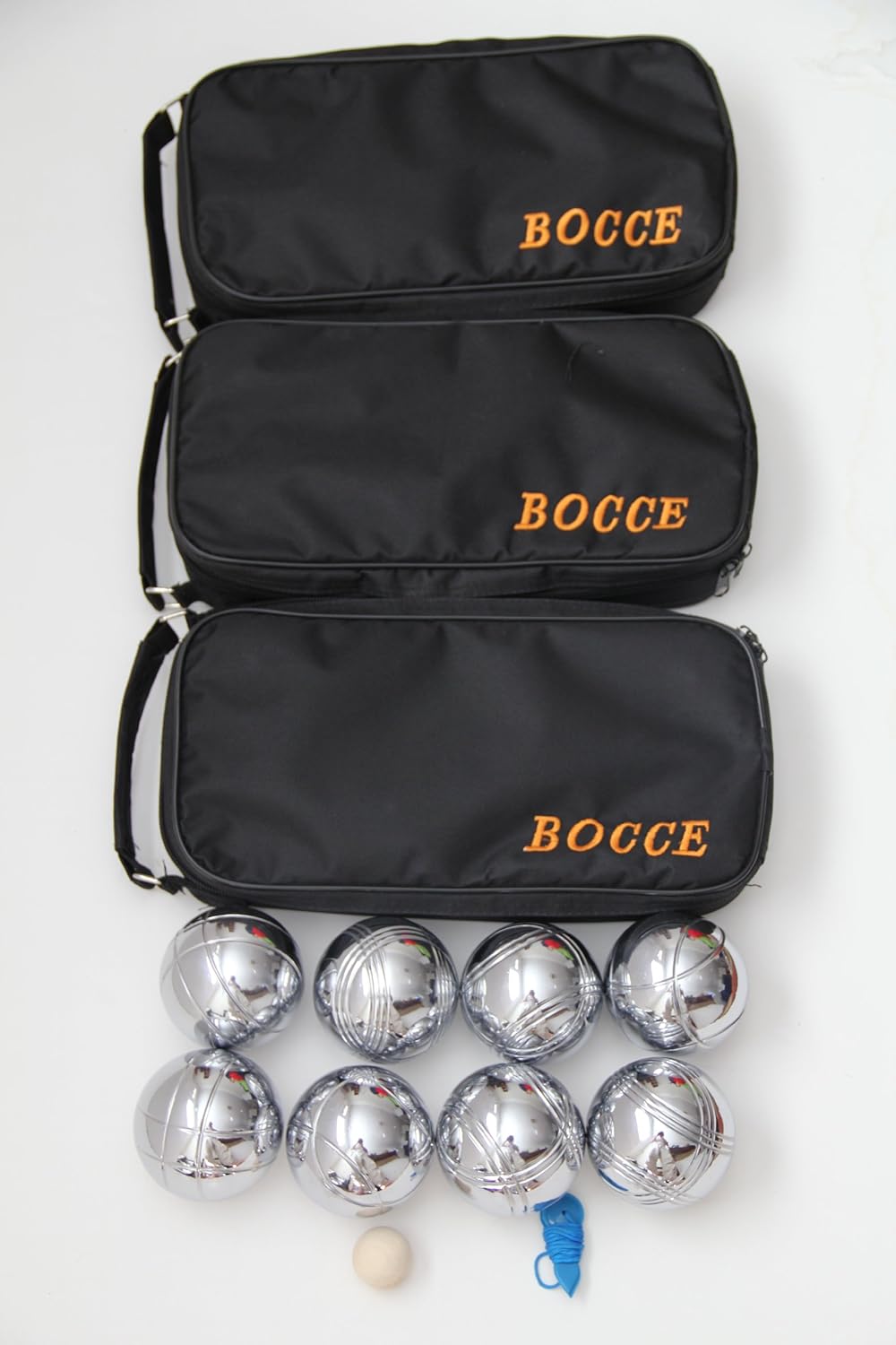 8 Ball 73mm Metal Bocce/Petanque Set with Black Bag - 3 Pack