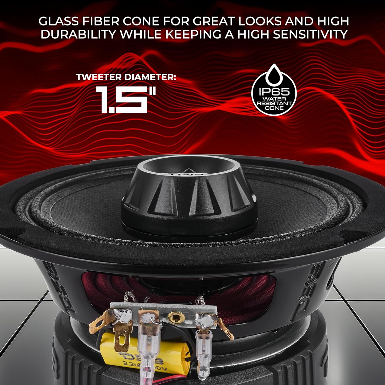 DS18 PRO-ZT6 6.5-Inch 2 Way Pro Audio Midrange Speakers with Built-in Bullet Tweeter 4-Ohms 450W Max 225W RMS Water Resistant - Black Metal Mesh Grill Included (1 Speaker)