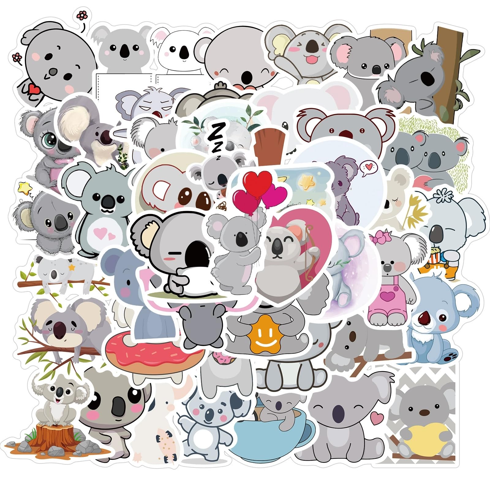 Kaensc Cute Koala Stickers 50Pcs For Teens Kids Adults Gift,Cartoon Kawaii Animal Waterproof Decals For Water Bottles Luggage Phone Scrapbook Bicycle Laptop Skateboard Helmet Refrigerators Guitar