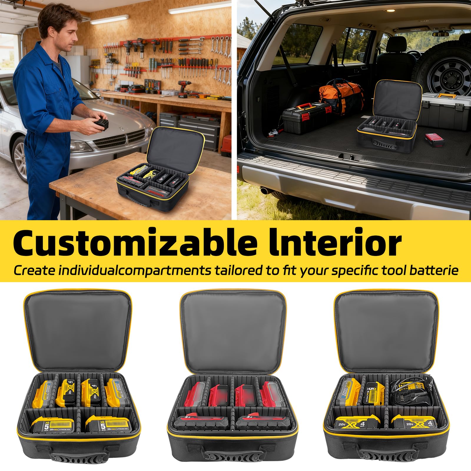 30 x 26 x 10 cm Borse per Utensili con Divisori Regolabili - Custodia Rigida Portatile per Batterie/Caricabatterie, Grande Borsa Cassetta per Attrezzi Accessori, Impermeabile Antiurto Cover