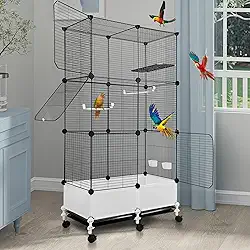 Gaiola para Calopsita, 136 * 71 * 35 cm, Gaiola de Pássaro Grande com Caixa de Comida e Poste, Gaiola de Pássaro Grandeviveiro para Calopsita, Gaiola Papagaio