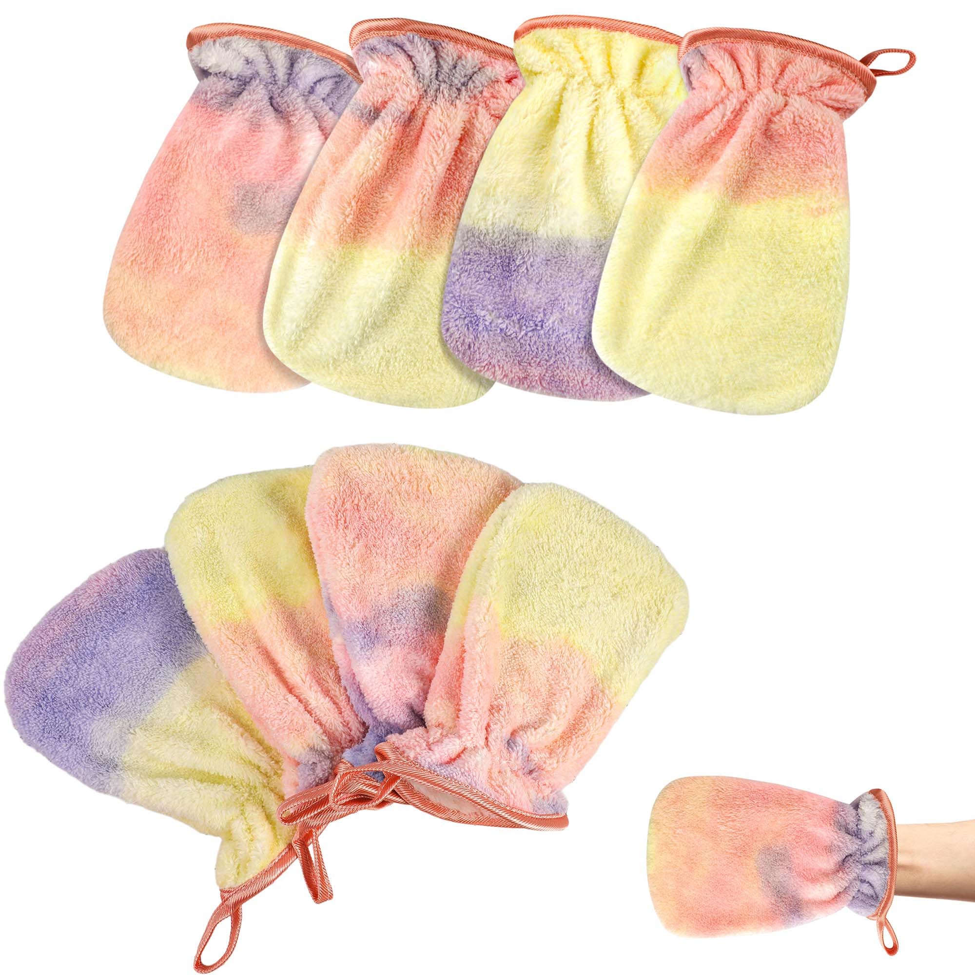 Gants de bain en polaire corail PHOGARY (lot de 8) - Gants de toilette doux style européen avec boucle