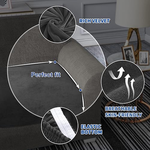 Miniatura 4 de MAXIJIN Fundas de cojín elásticas de terciopelo para sofá, funda de cojín suave de repuesto, protector de muebles con parte inferior elástica (1