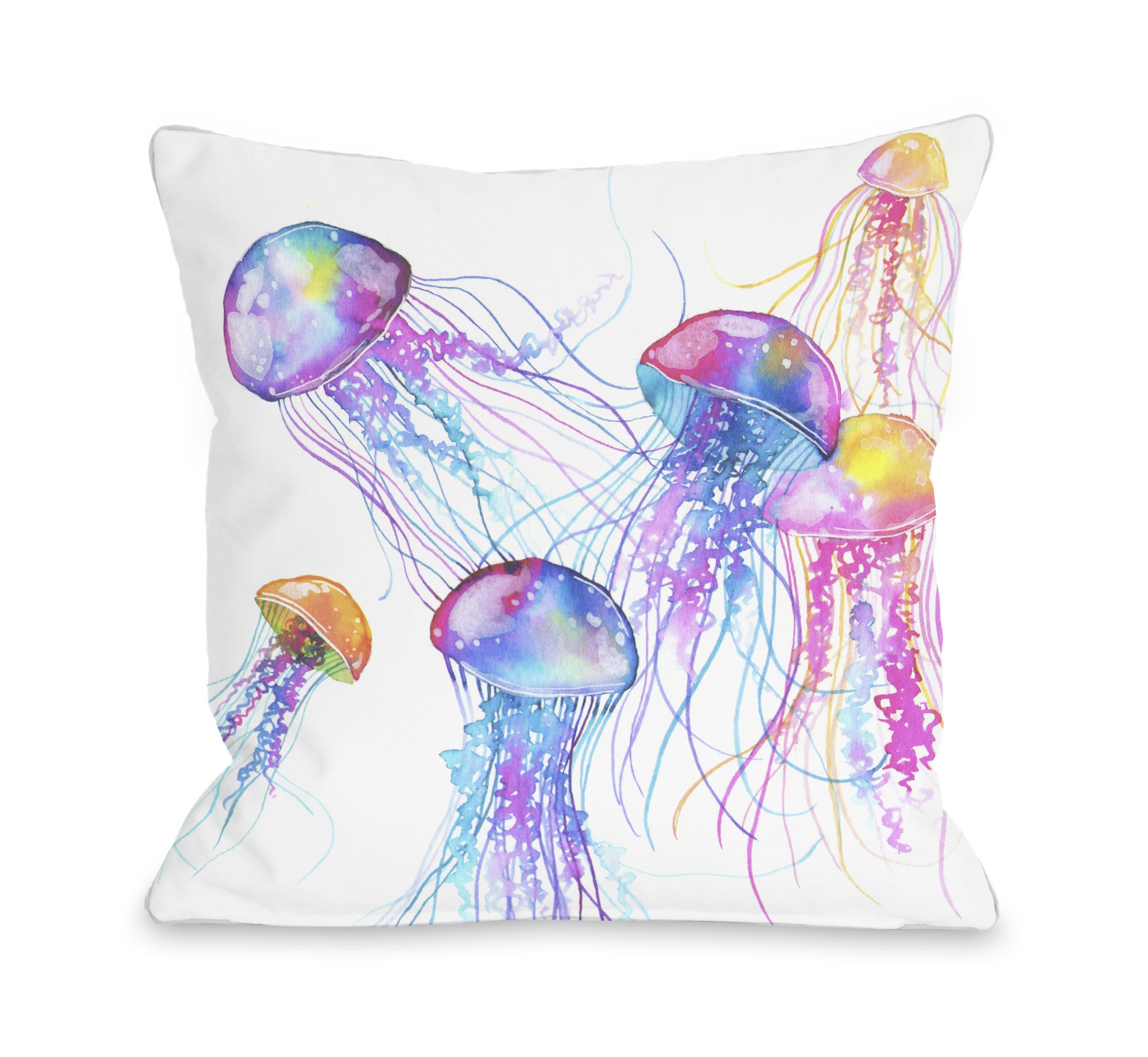 One Bella Casa Jellyfish Throw Pillow by Ana Victoria Calderon, 18"x 18", Multi