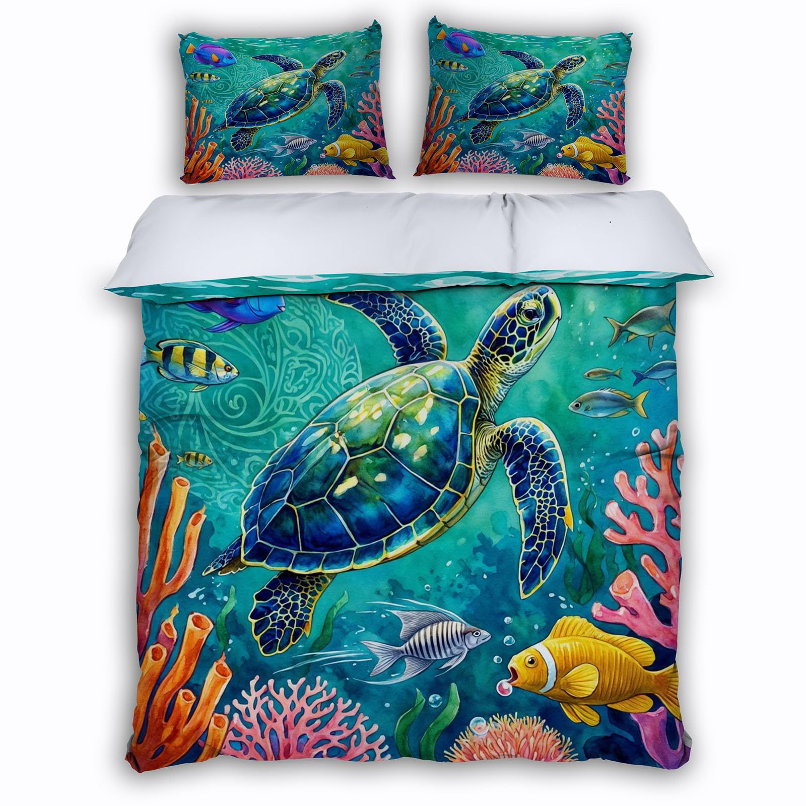 Housse de couette tortue fermeture éclair finis les draps rêches