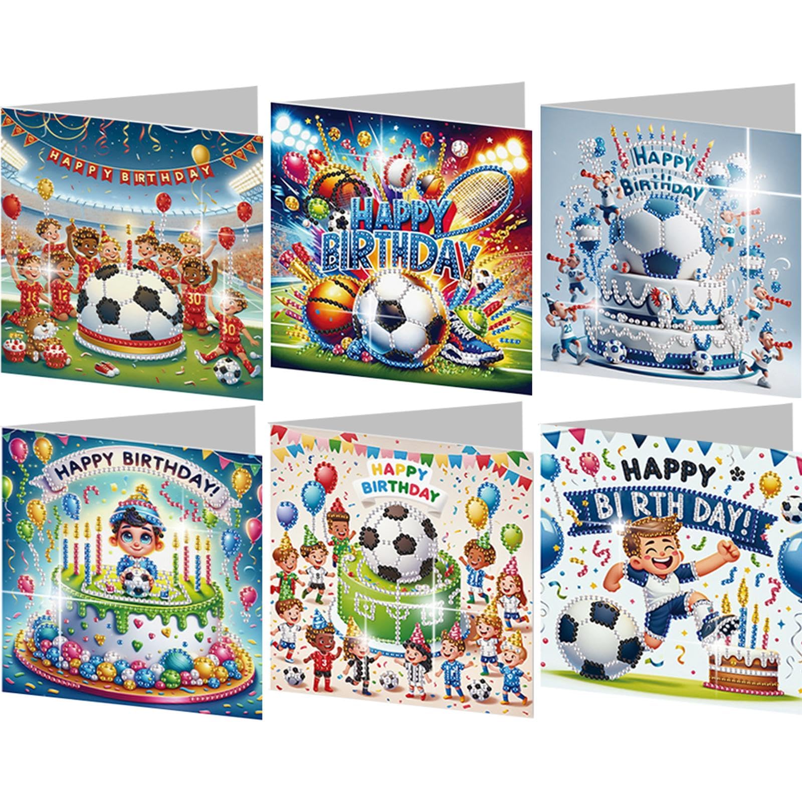 Diamond Art Birthday Cards, 6 PCS 5D DIY Happy Birthday Card Kits with Envelopes for Adults, Handmade Diamond Painting Greeting Cards, Unique Postcard Gift for Family & Friends