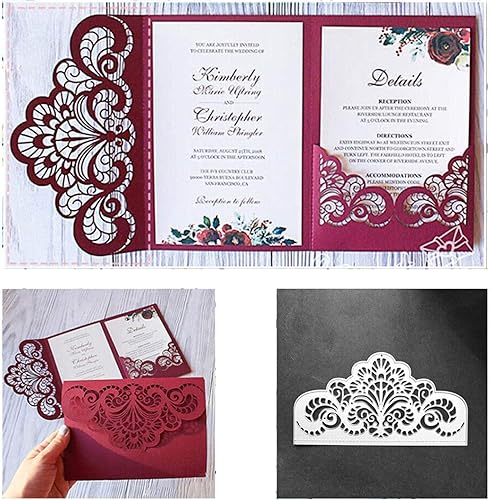 Miniatura 2 de Micro Traders Juego de 2 troqueles de grabación en relieve para invitaciones, manualidades hechas a mano para boda, felicitación, aniversario,