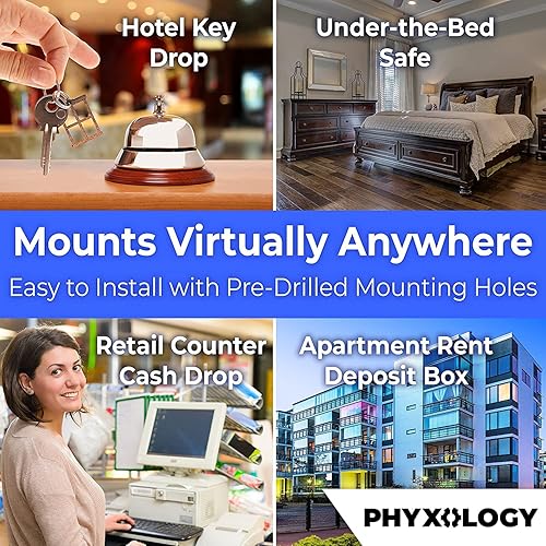 Miniatura 5 de Caja de dinero montable con ranura a prueba de manipulaciones. Ideal como depósito de llaves o caja fuerte para depósitos para hoteles, apartamentos