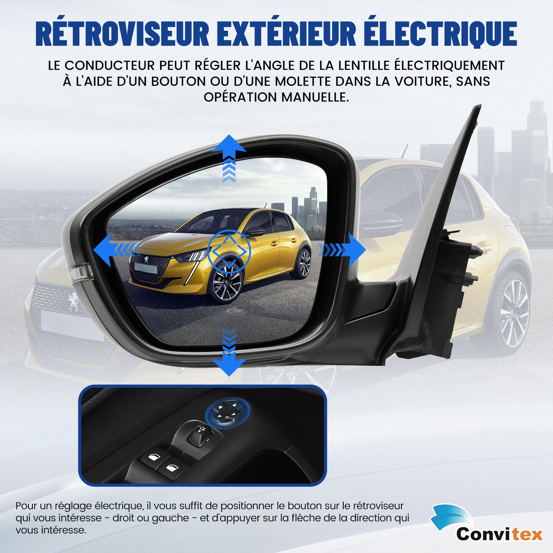 Specchio Sinistro Elettrico per Peugeot 208 ii 2019-2025，Specchietto SX per Opel Corsa F 2019-2025, per YPSILON (L21) 2024 2025