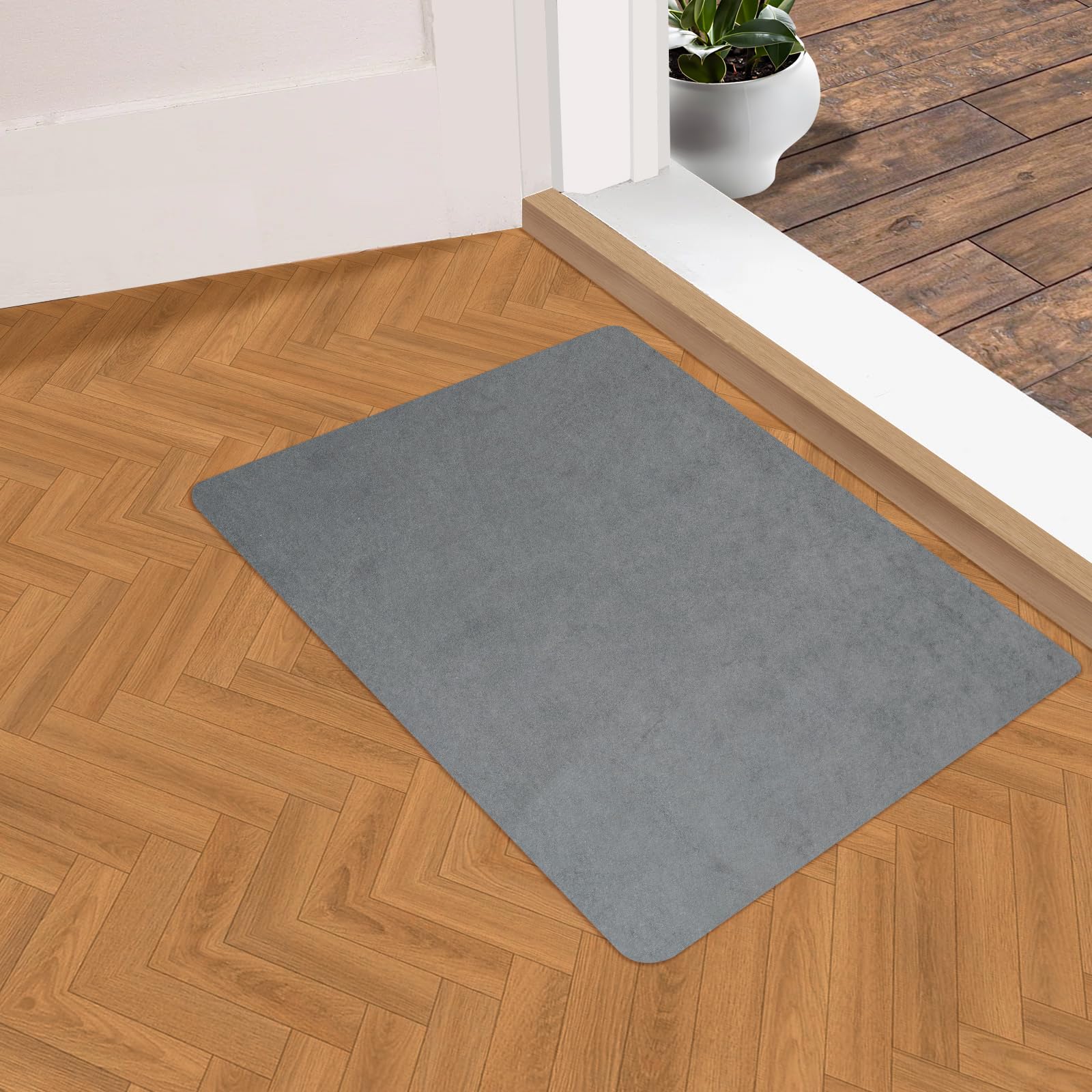 YOFTLUJU Indoor Super Thin 40 x 60 cm Door Mat, Non-Slip Absorbent Dirt-Repellent Entrance Mat, Washable Doormat for Front Door, Flat Inner Floor Mat (Light Grey)