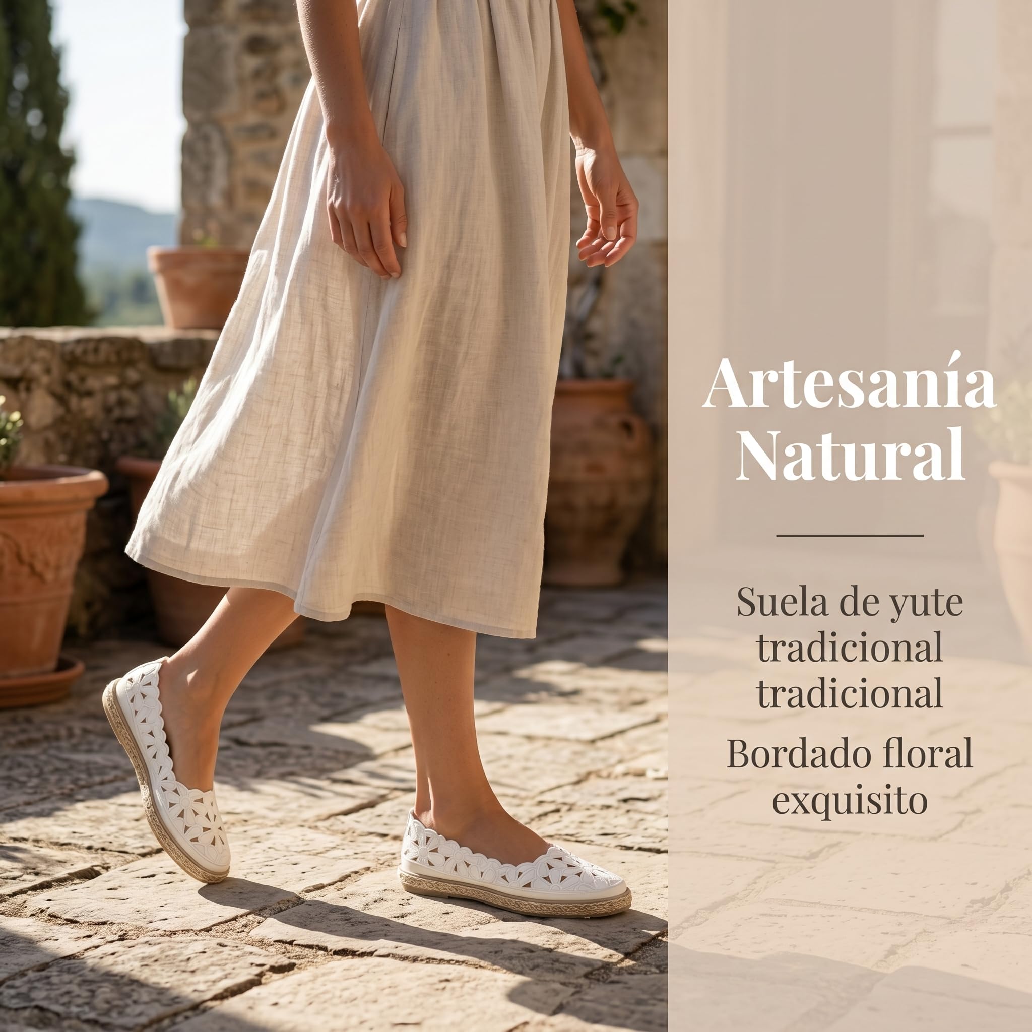 GLAMORA Alpargatas Mujer Caladas con Flores Bordadas, Manoletinas Bailarinas con Suela de Esparto, Zapatos Planos Transpirables, Mocasines Mujer Cómodos Primavera Verano