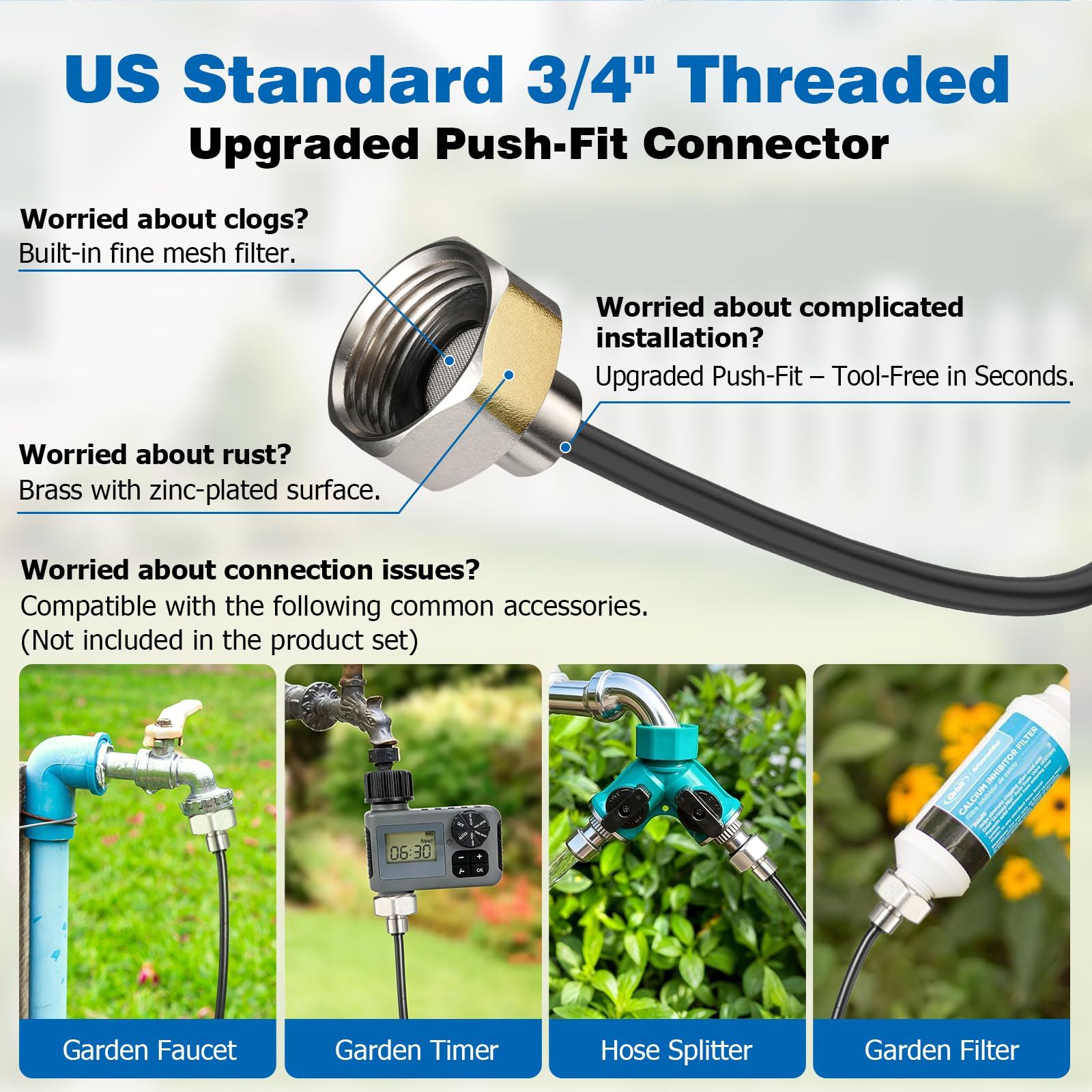 Nebelkühlsystem 30 m mit 30 Messingnebeldüsen 1,9 cm Adapter für Außenterrasse Garten