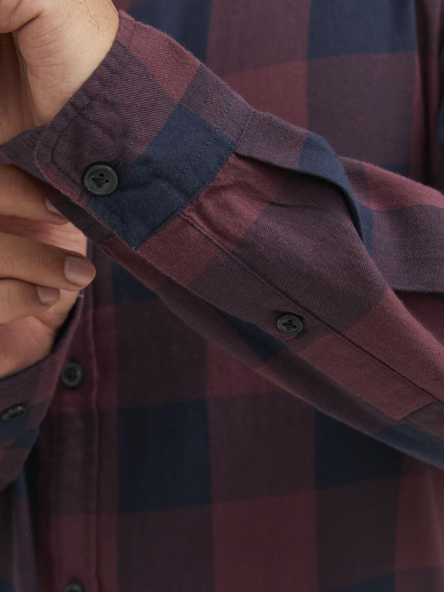 JACK & JONES Jjegingham Twill Shirt L/S Noos Koszula Mężczyźni, Czerwony (Port Royale/Slim Fit), M